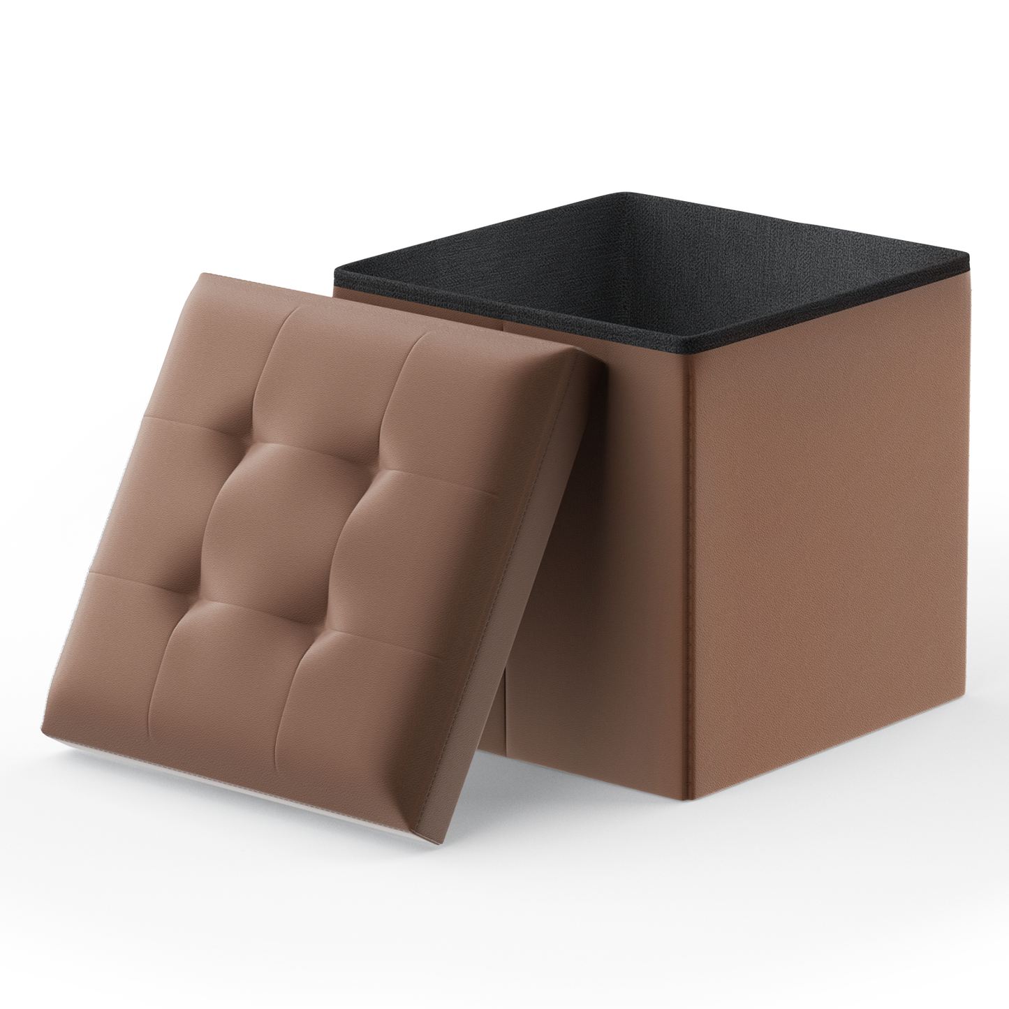 High Elastic Sponge Storage Ottoman 220 lbs Capacity - (L)15.0in. (W)15.0in. (H)15.0in. - PU