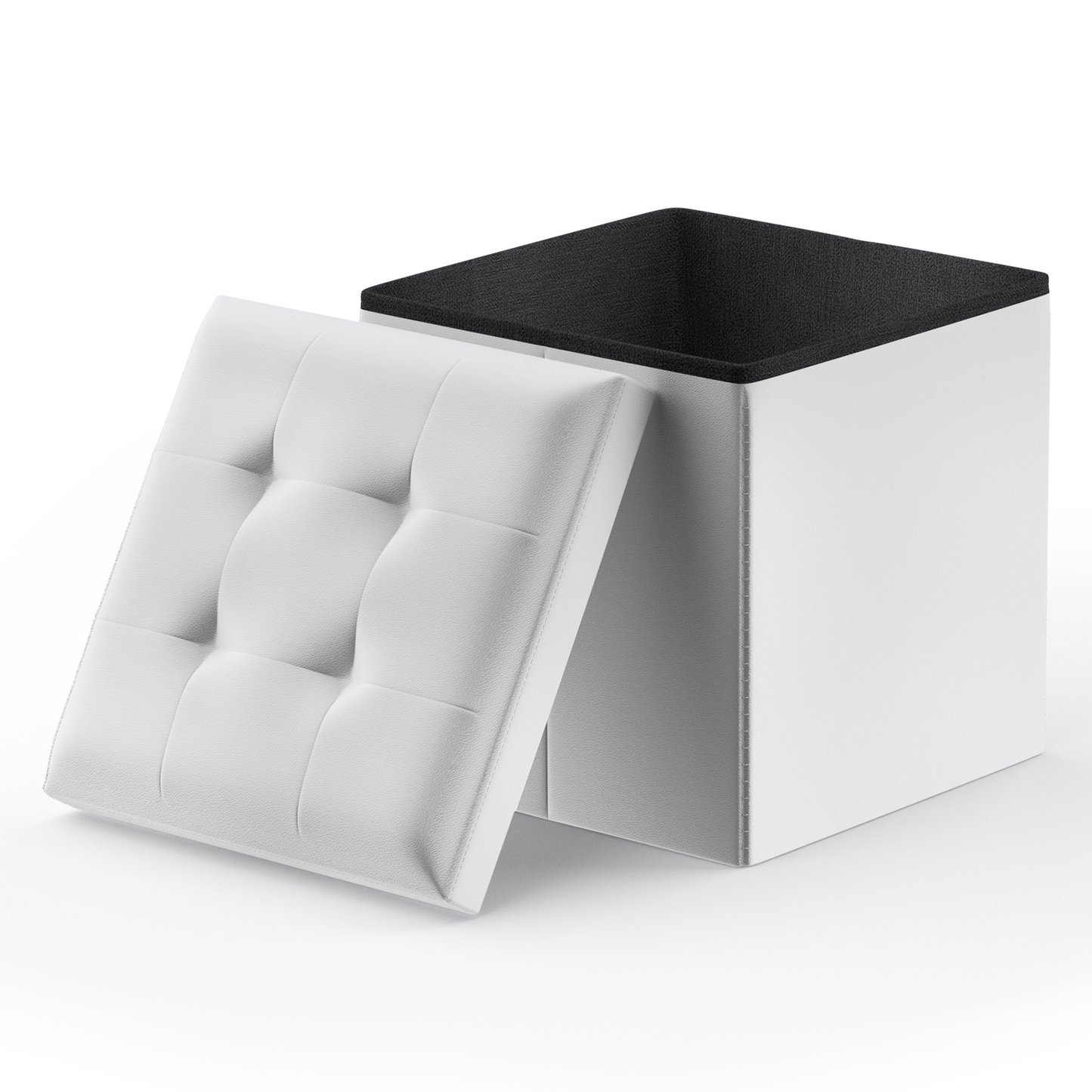 High Elastic Sponge Storage Ottoman 220 lbs Capacity - (L)15.0in. (W)15.0in. (H)15.0in. - PU