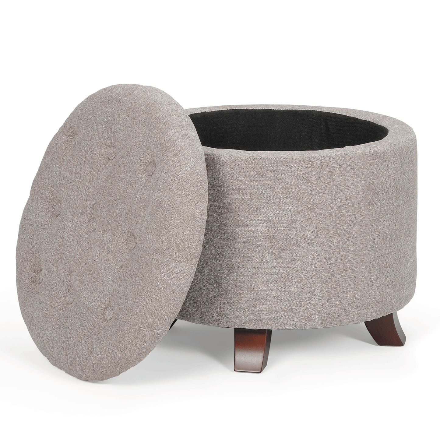 High Elastic Sponge Storage Ottoman 220 lbs Capacity - (L)20.0in. (W)20.0in. (H)17.0in. - Linen