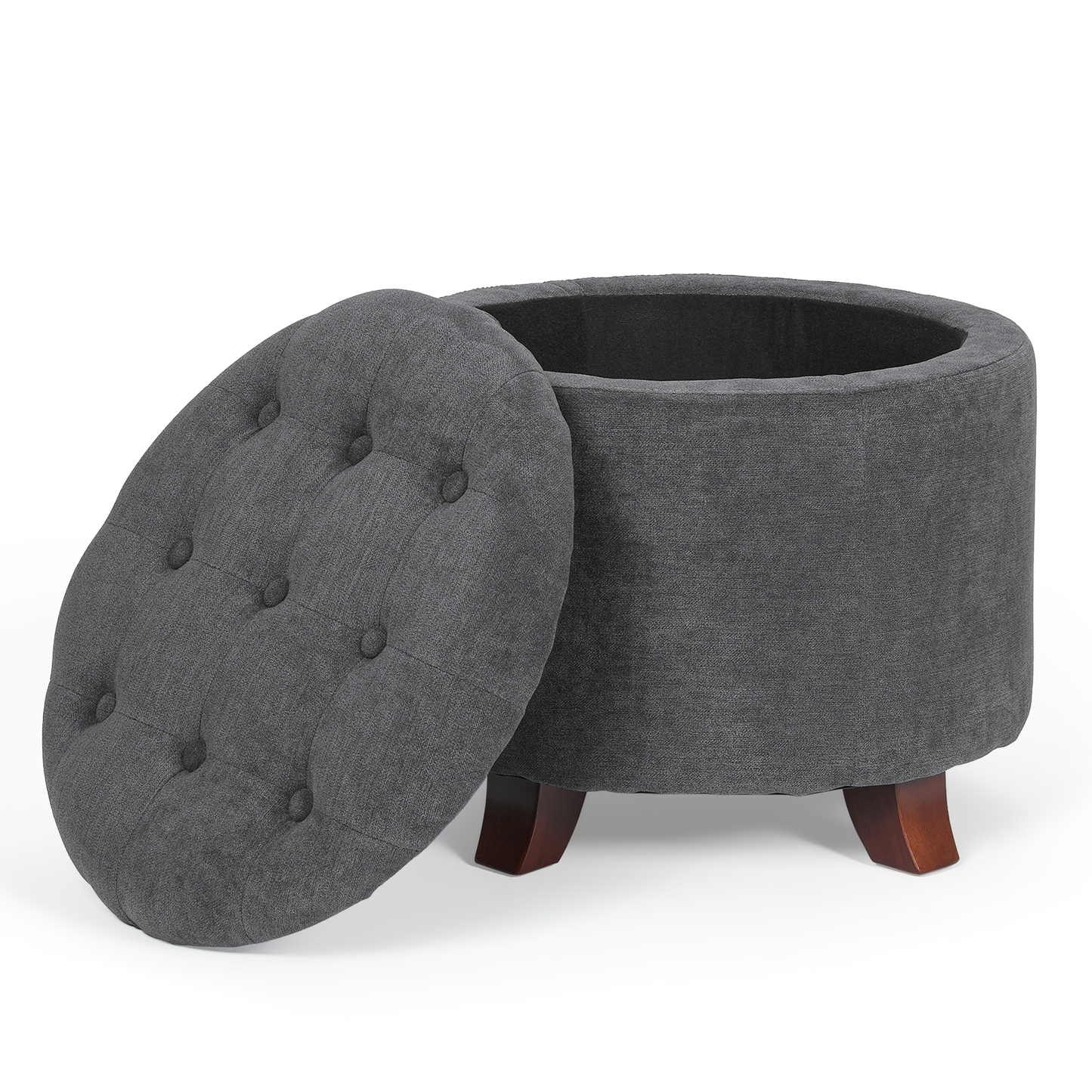 High Elastic Sponge Storage Ottoman 220 lbs Capacity - (L)20.0in. (W)20.0in. (H)17.0in. - Linen