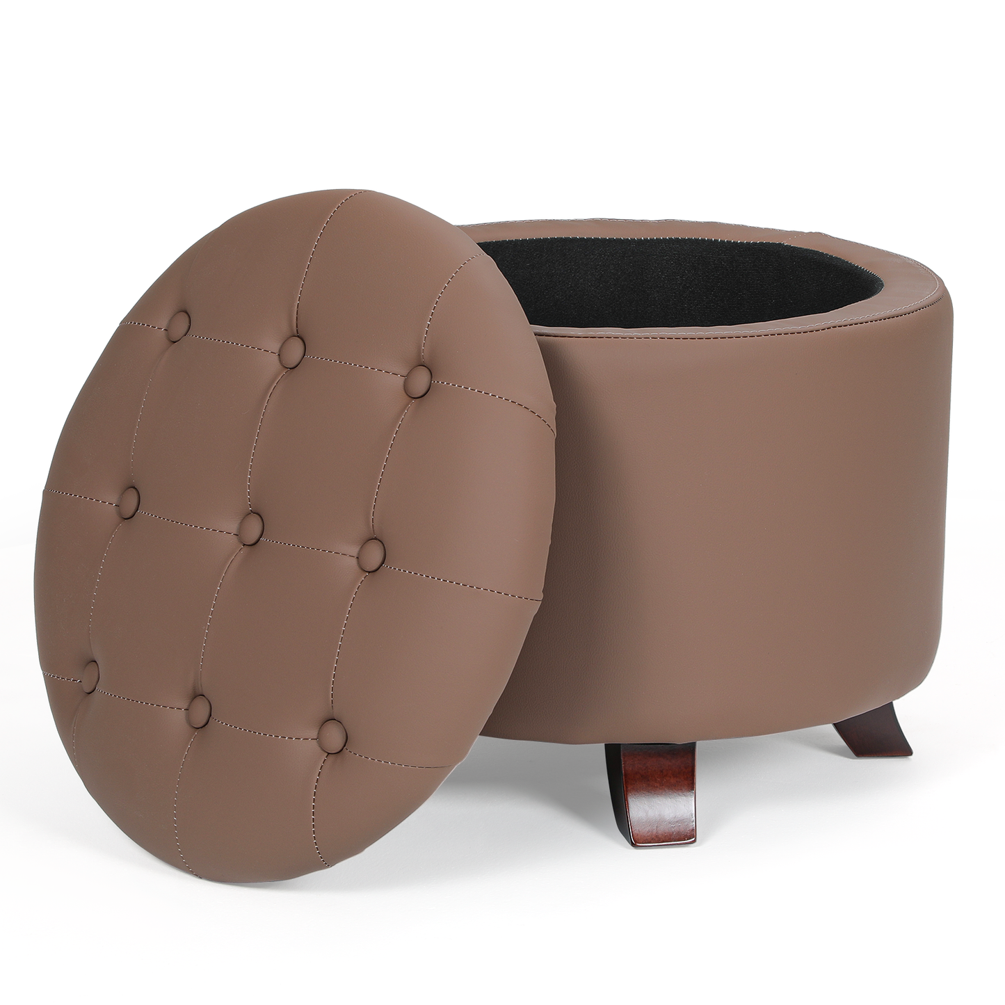 High Elastic Sponge Storage Ottoman 220 lbs Capacity - (L)20.0in. (W)20.0in. (H)17.0in. - PU