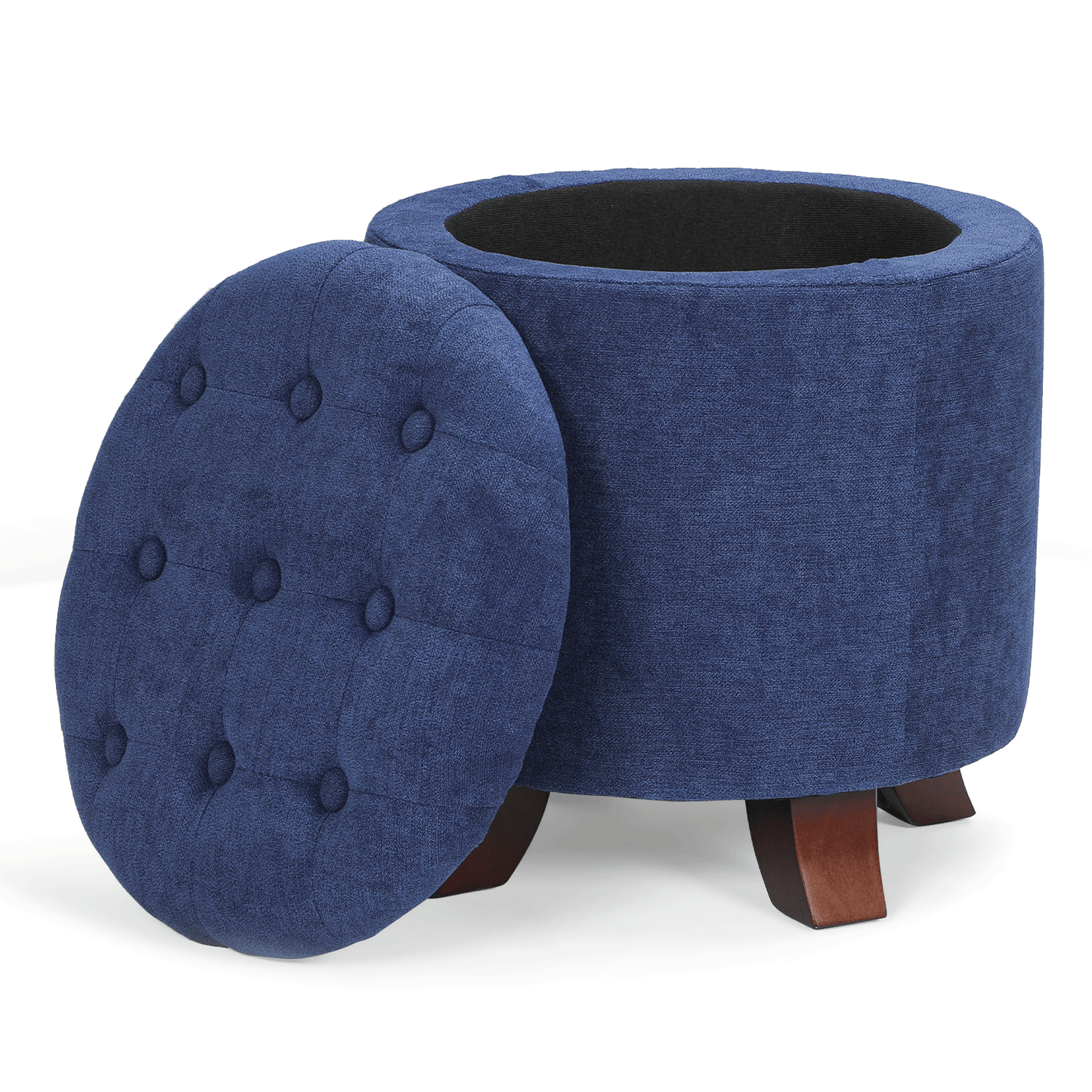 High Elastic Sponge Storage Ottoman 220 lbs Capacity - (L)15.5in. (W)15.5in. (H)17.0in. - Linen