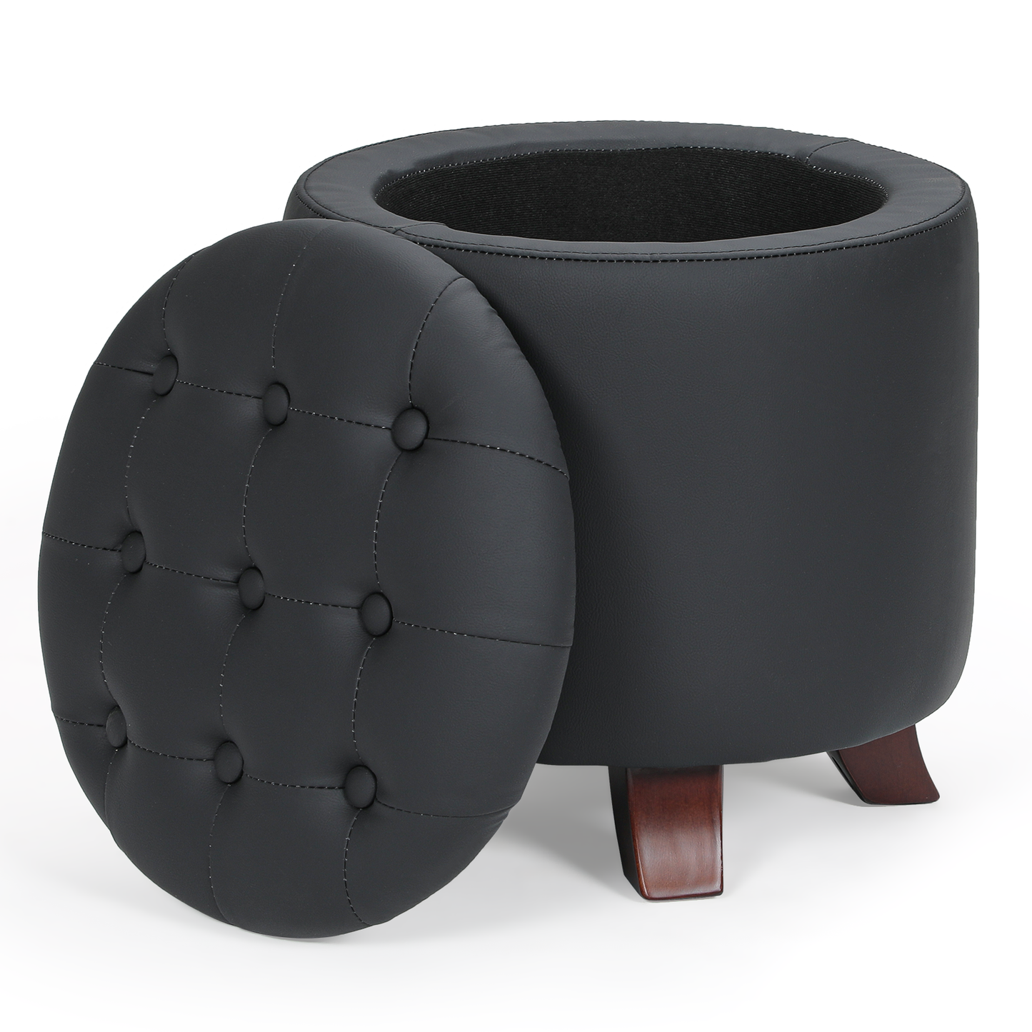 High Elastic Sponge Storage Ottoman 220 lbs Capacity - (L)15.5in. (W)15.5in. (H)17.0in. - PU