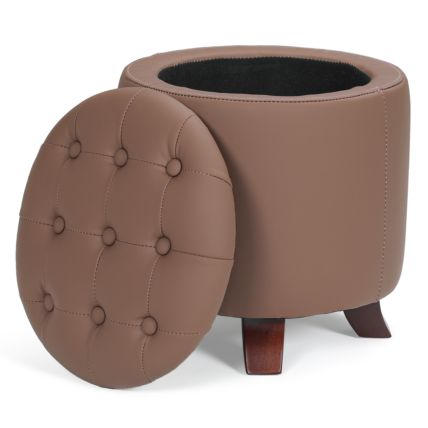 High Elastic Sponge Storage Ottoman 220 lbs Capacity - (L)15.5in. (W)15.5in. (H)17.0in. - PU