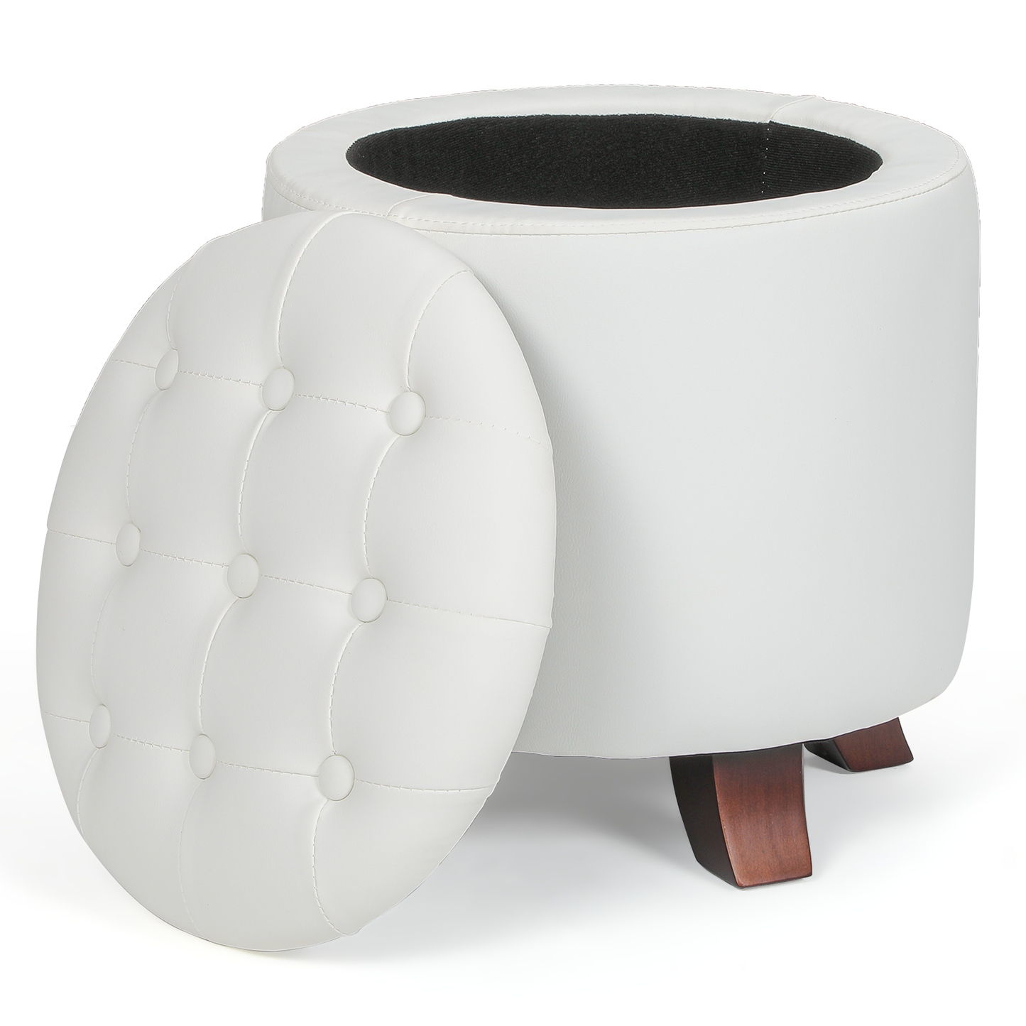 High Elastic Sponge Storage Ottoman 220 lbs Capacity - (L)15.5in. (W)15.5in. (H)17.0in. - PU