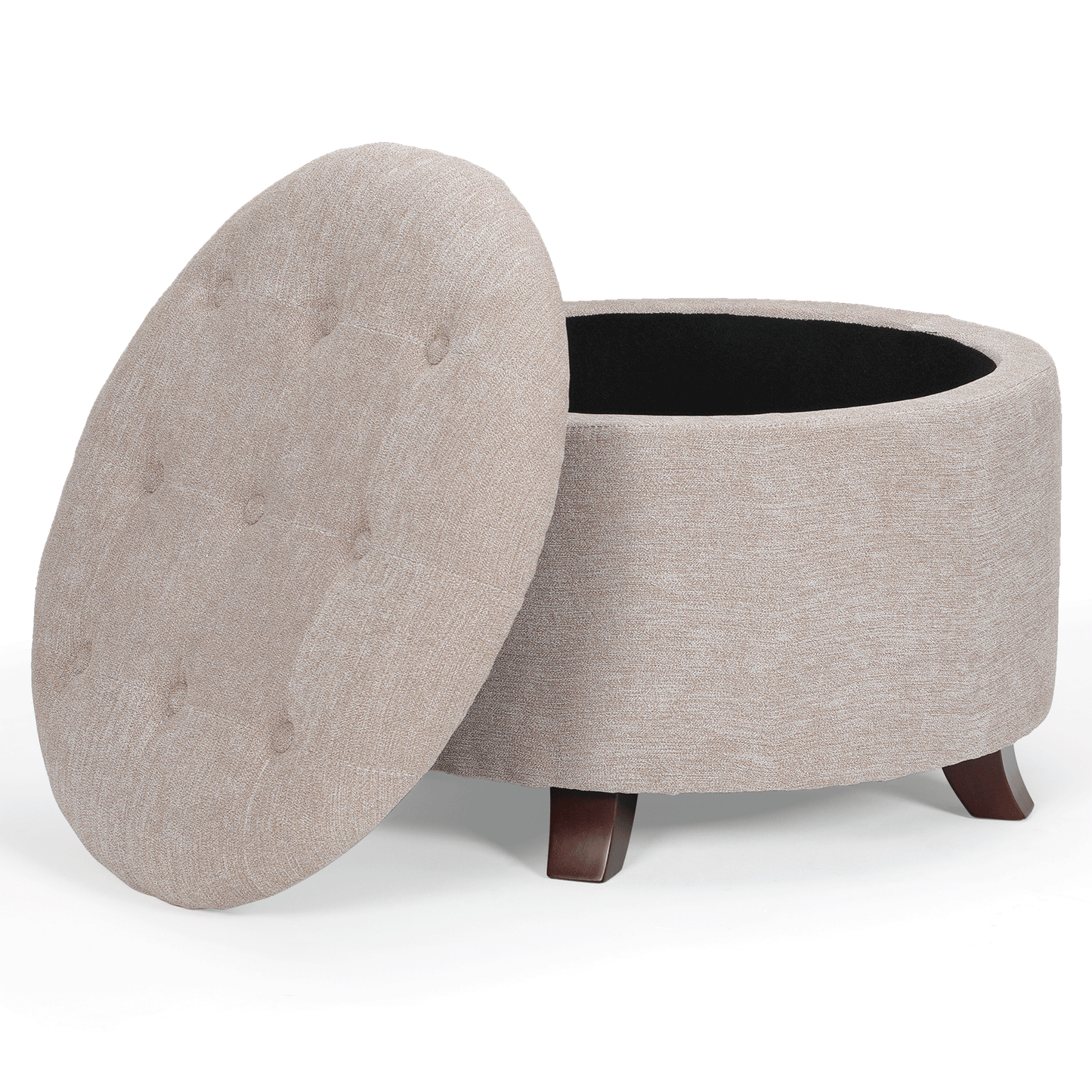 High Elastic Sponge Storage Ottoman 220 lbs Capacity - (L)24.5in. (W)24.5in. (H)17.0in. - Linen