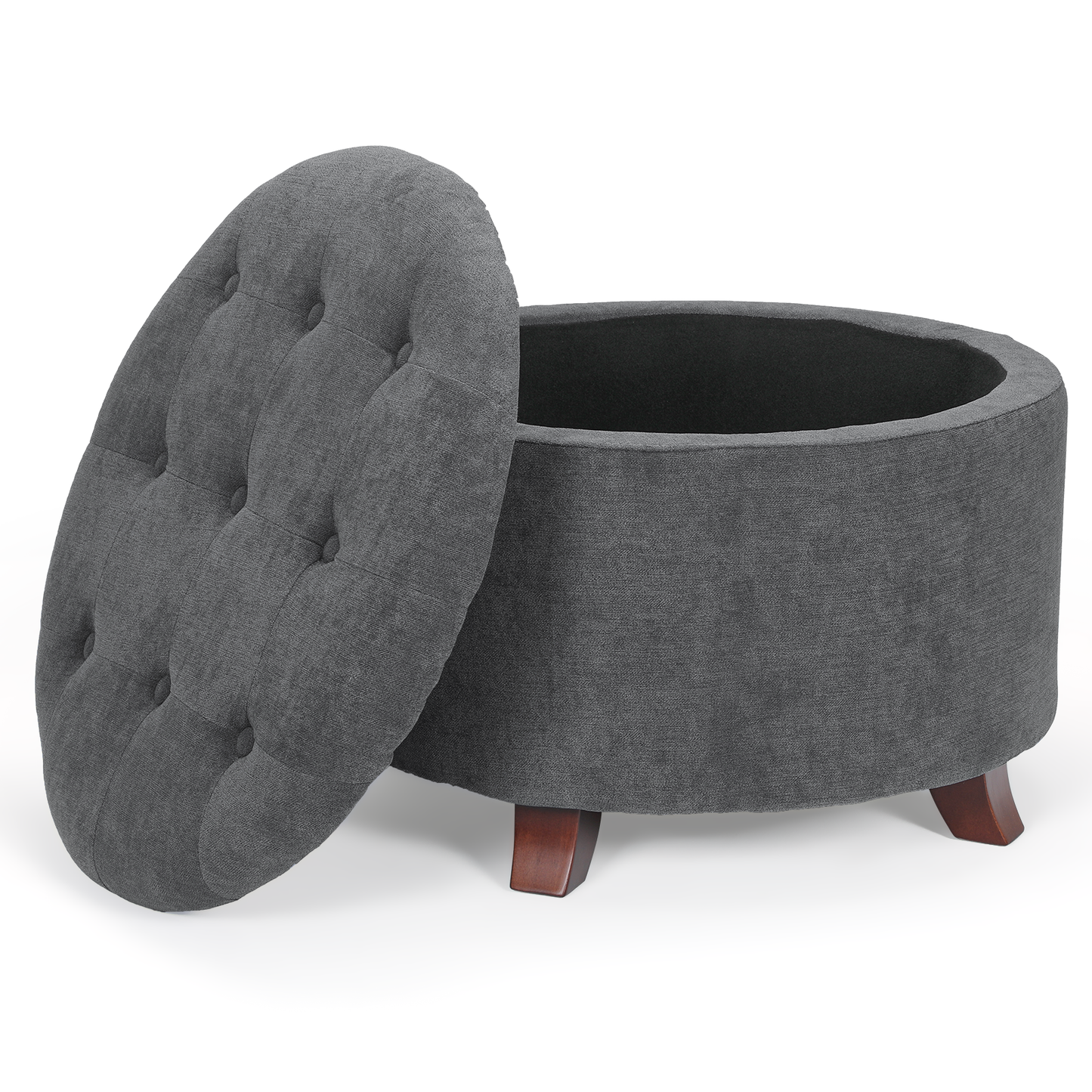 High Elastic Sponge Storage Ottoman 220 lbs Capacity - (L)24.5in. (W)24.5in. (H)17.0in. - Linen