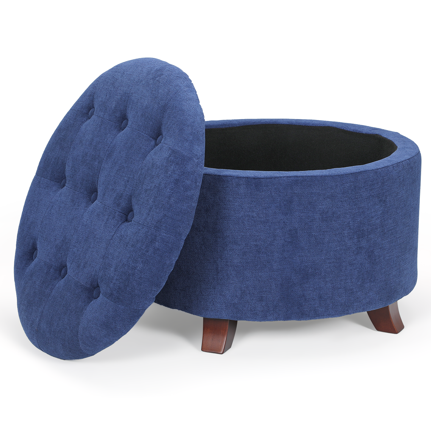 High Elastic Sponge Storage Ottoman 220 lbs Capacity - (L)24.5in. (W)24.5in. (H)17.0in. - Linen