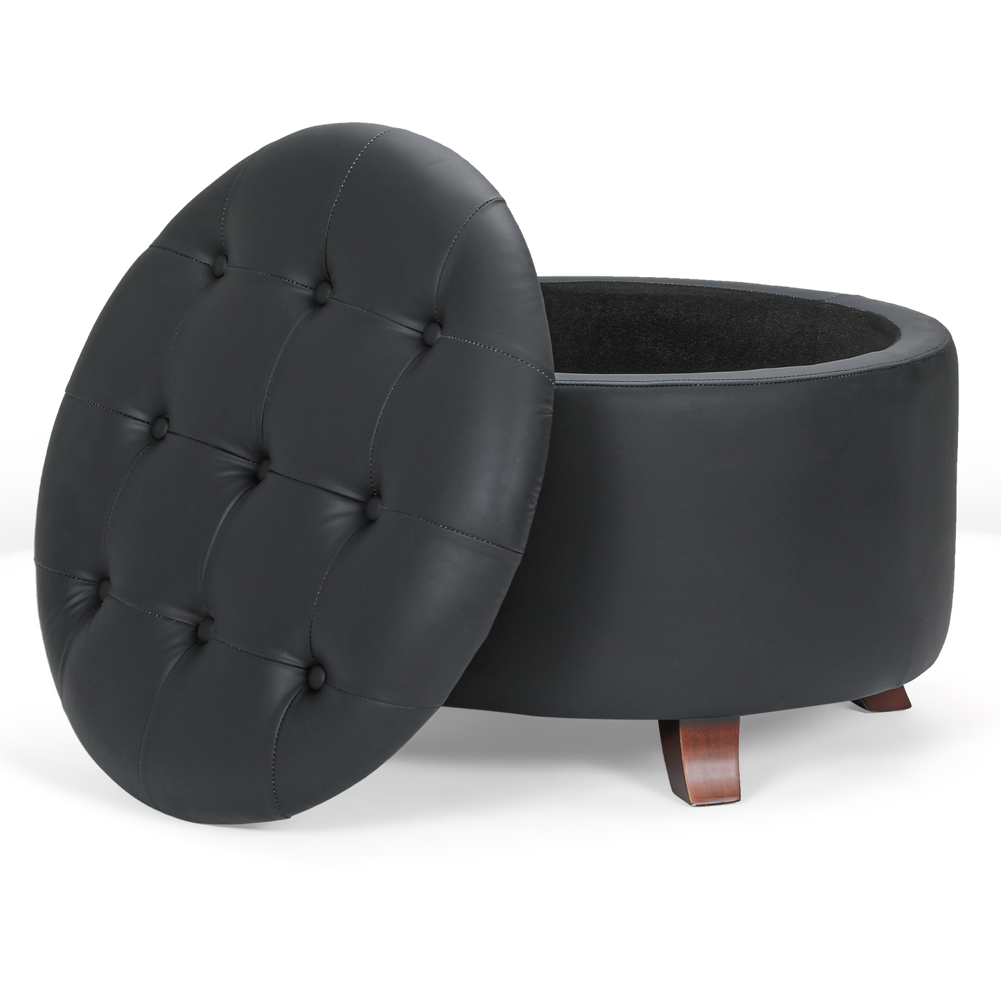 High Elastic Sponge Storage Ottoman 220 lbs Capacity - (L)24.5in. (W)24.5in. (H)17.0in. - PU