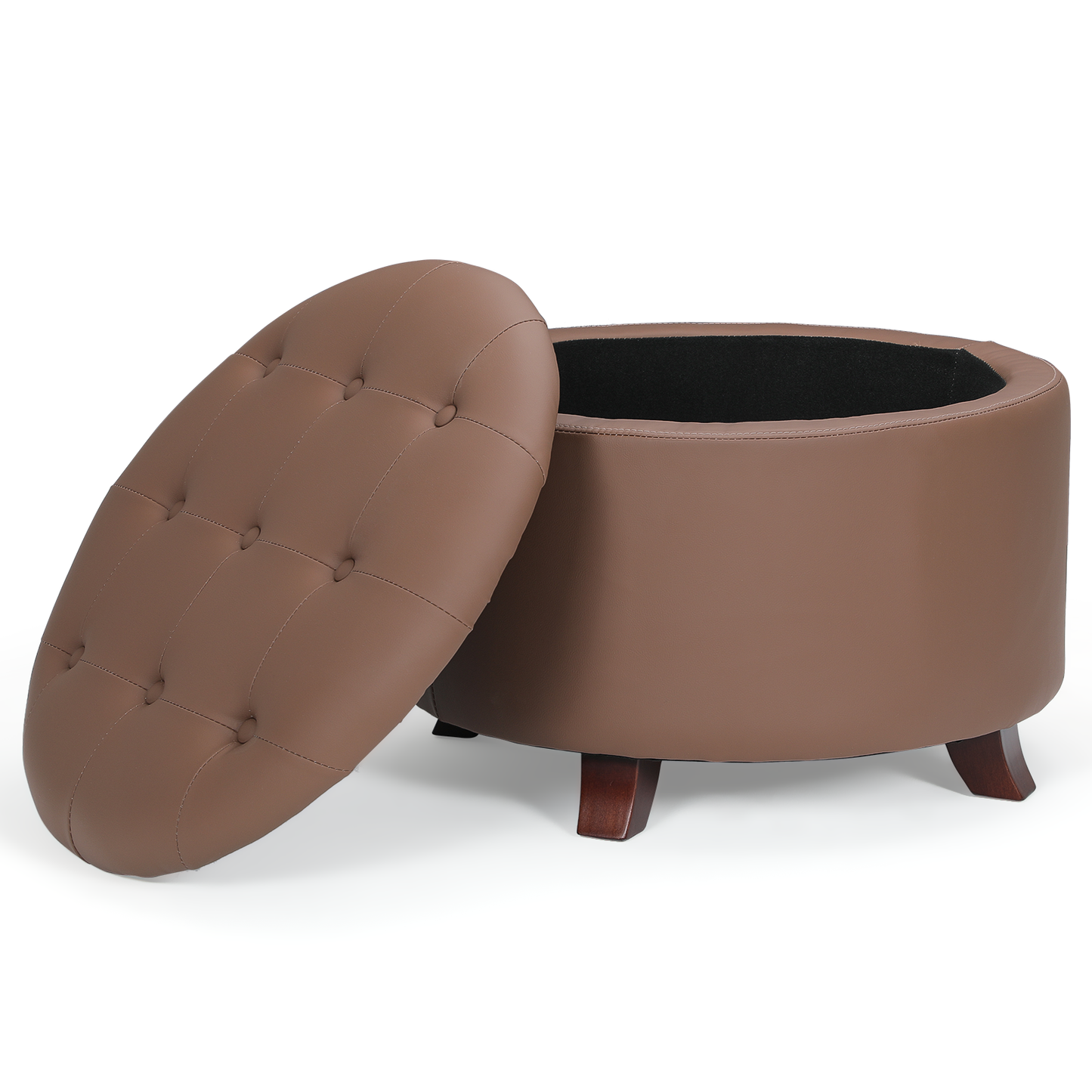 High Elastic Sponge Storage Ottoman 220 lbs Capacity - (L)24.5in. (W)24.5in. (H)17.0in. - PU