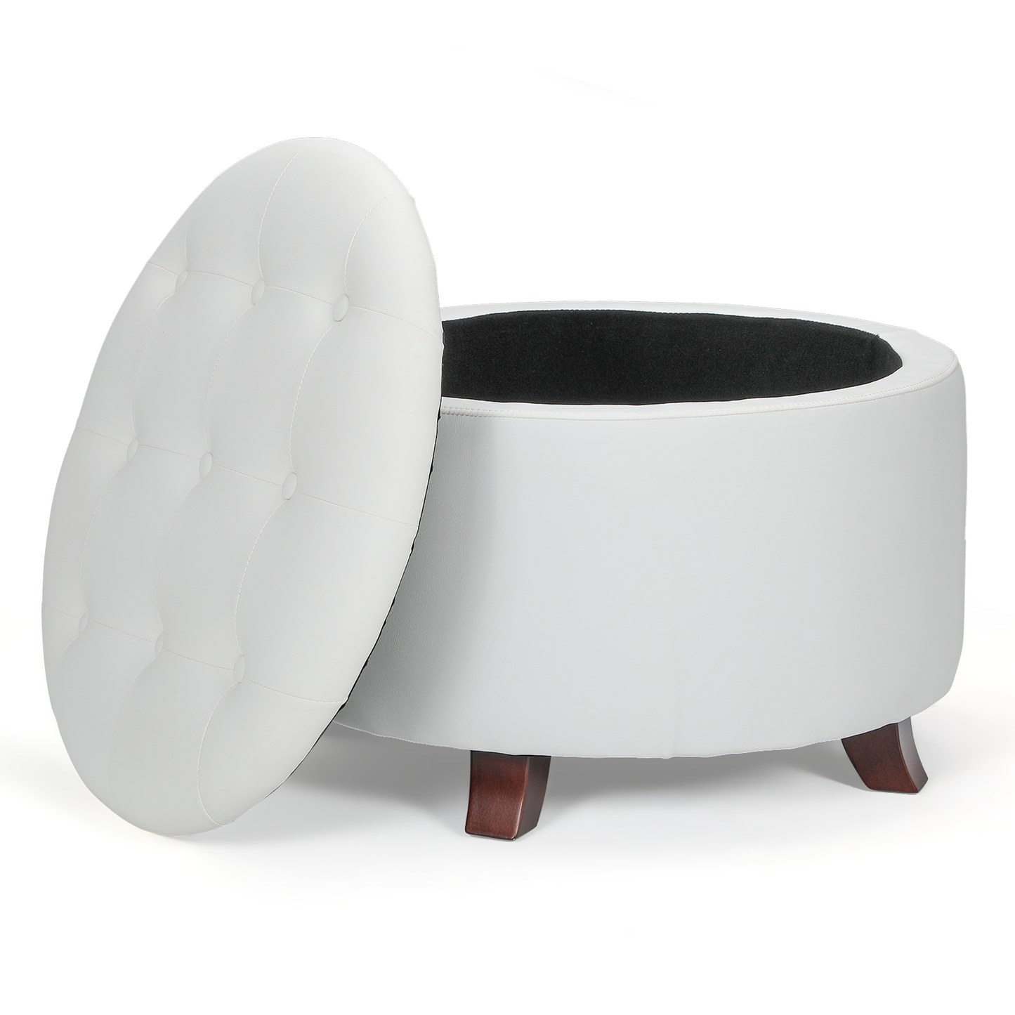 High Elastic Sponge Storage Ottoman 220 lbs Capacity - (L)24.5in. (W)24.5in. (H)17.0in. - PU