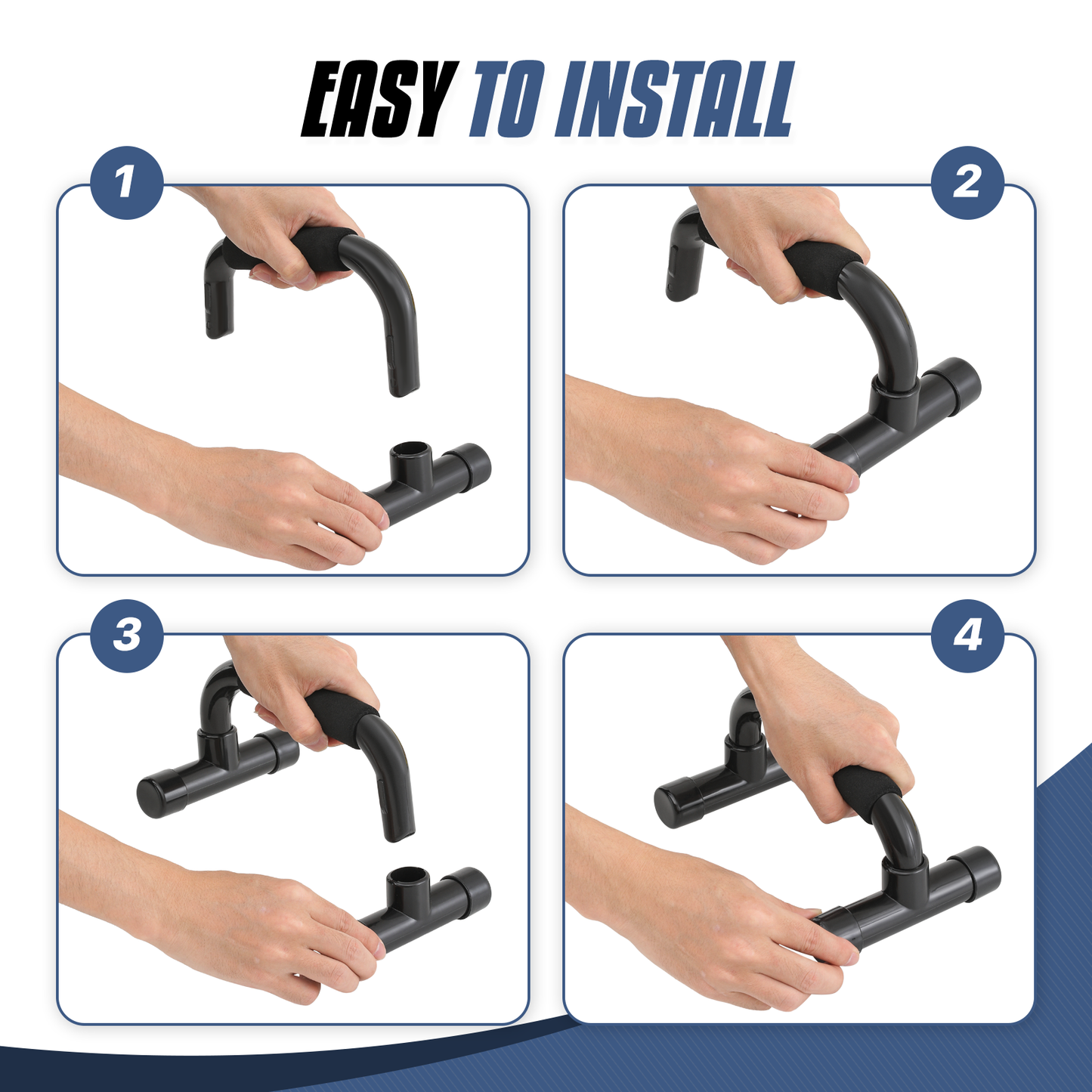 Pair Push Up Bar - EVA Foam Handle - Black