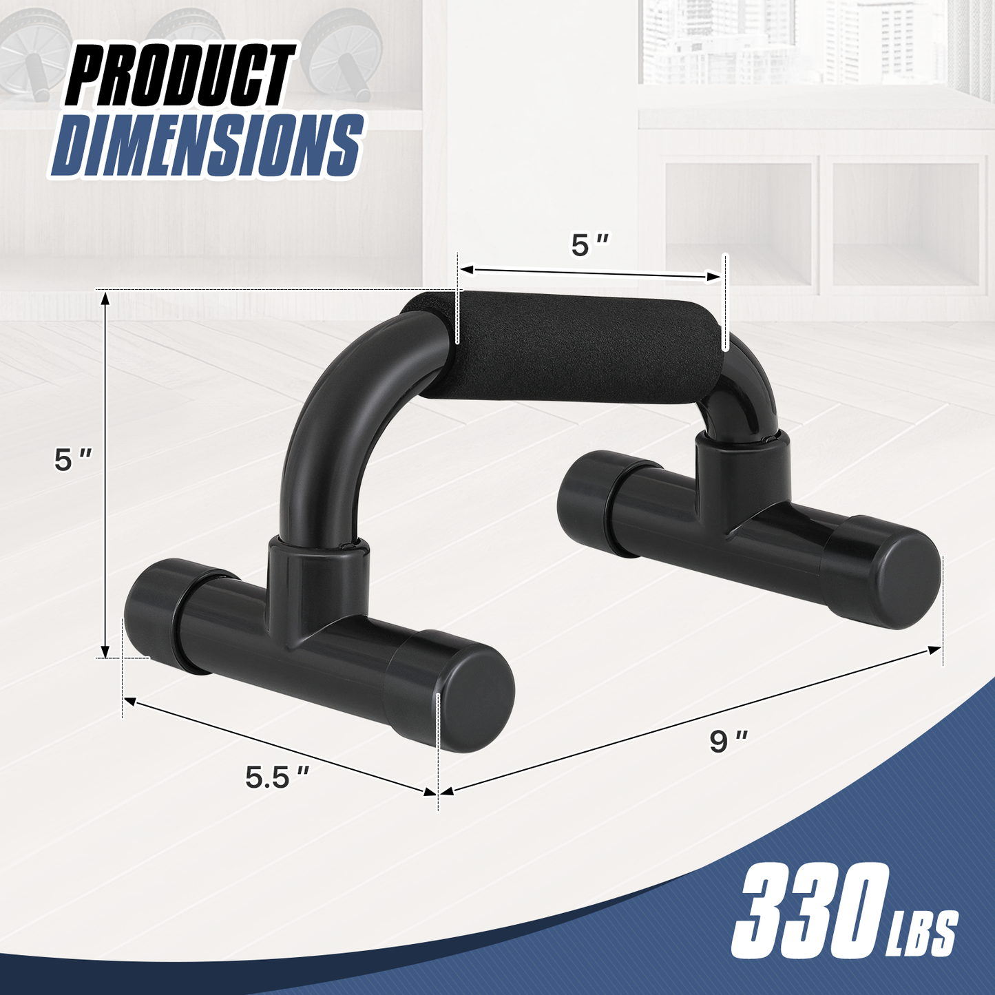 Pair Push Up Bar - EVA Foam Handle - Black
