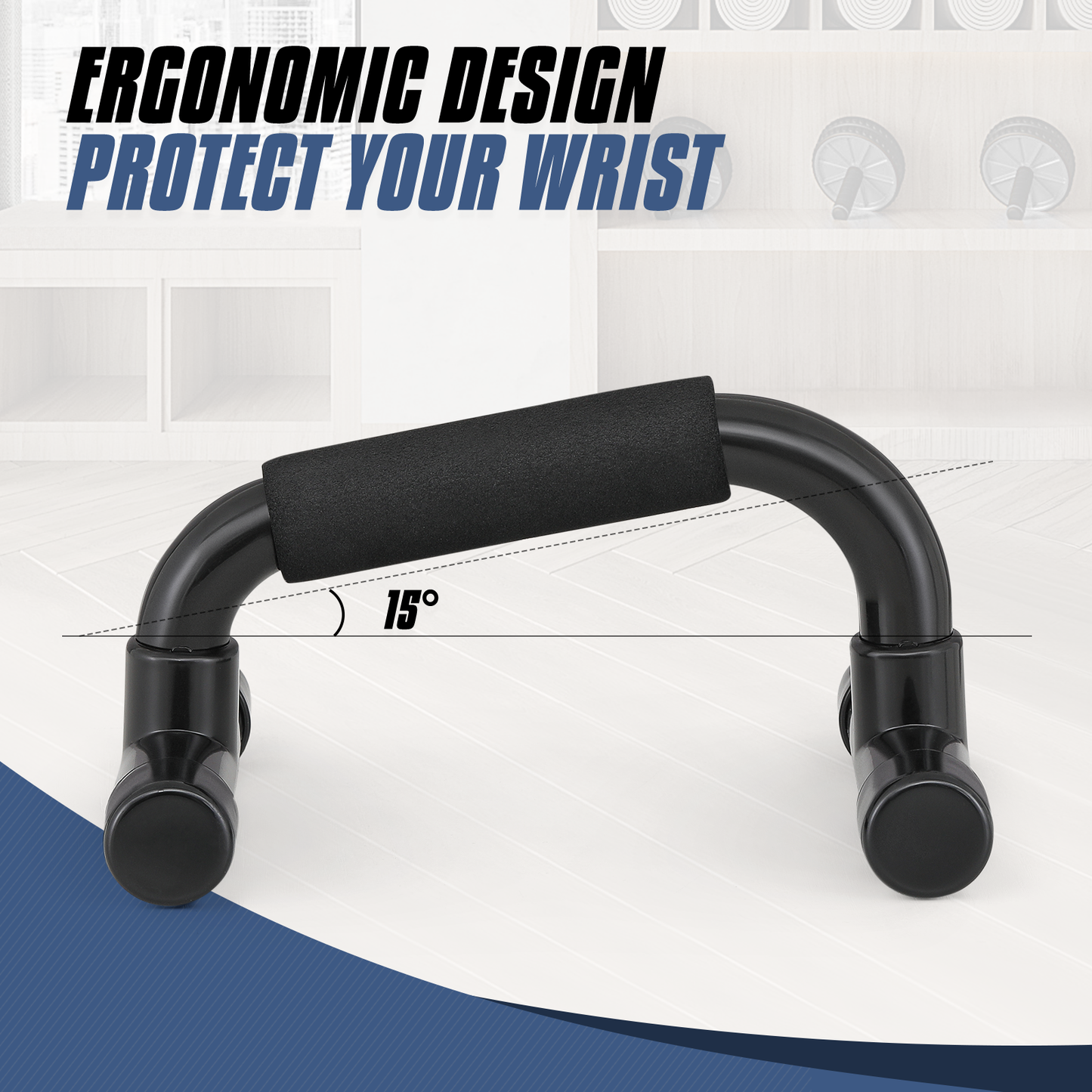 Pair Push Up Bar - EVA Foam Handle - Black
