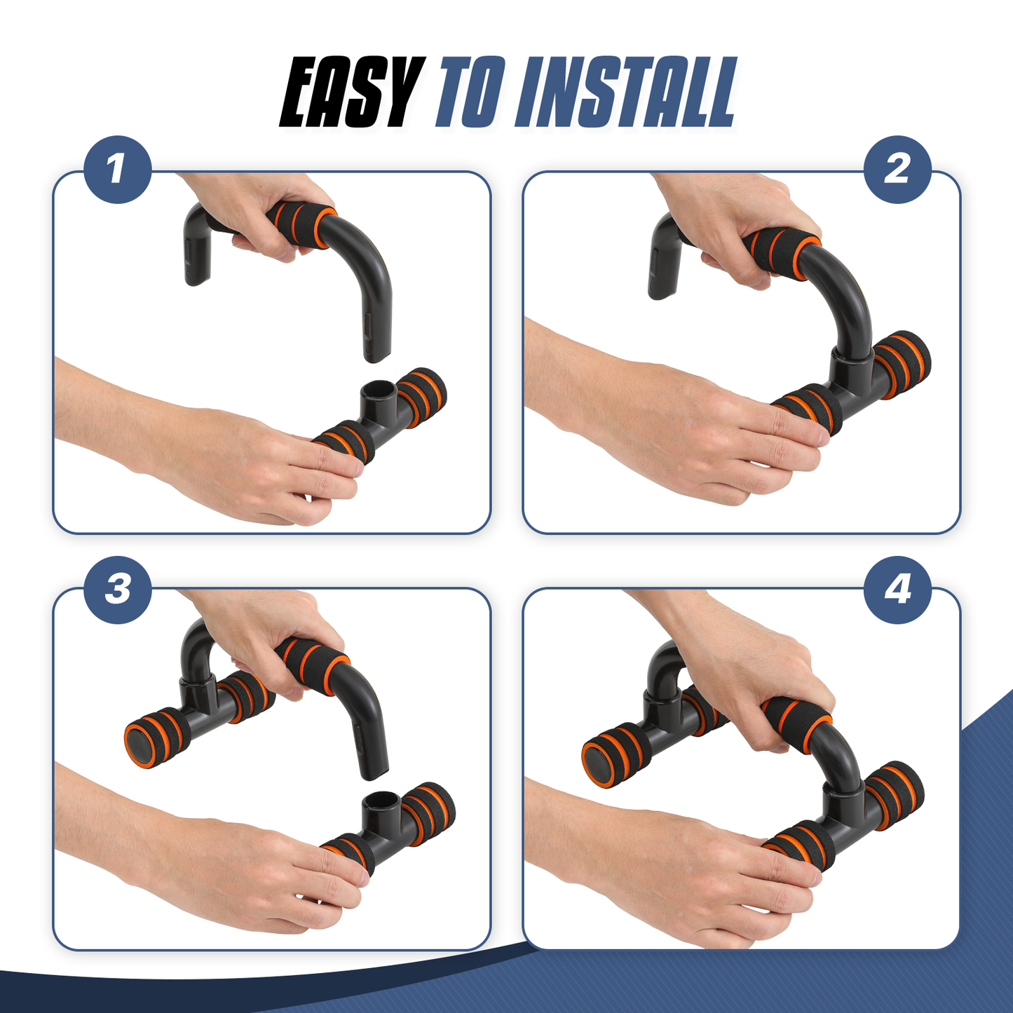 Pair Push Up Bar - EVA Foam Handle - Black