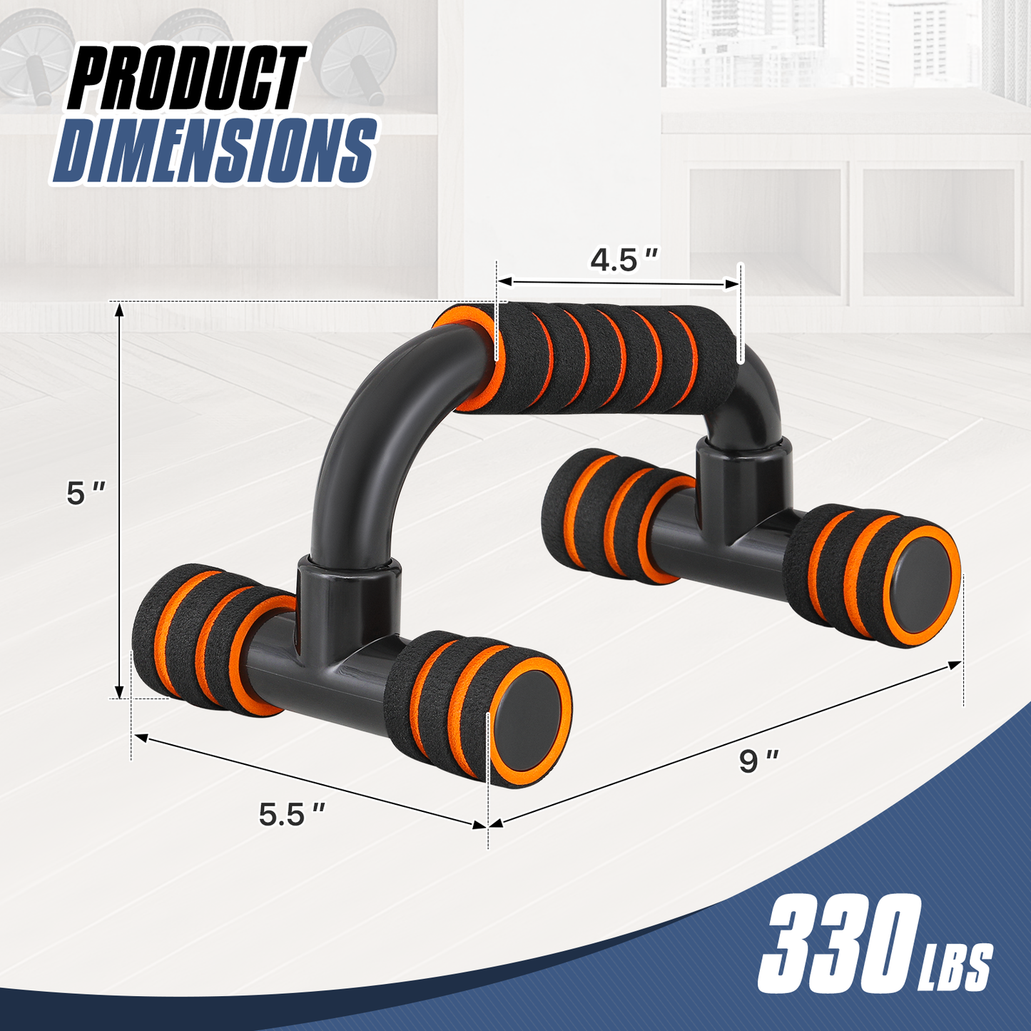Pair Push Up Bar - EVA Foam Handle - Black