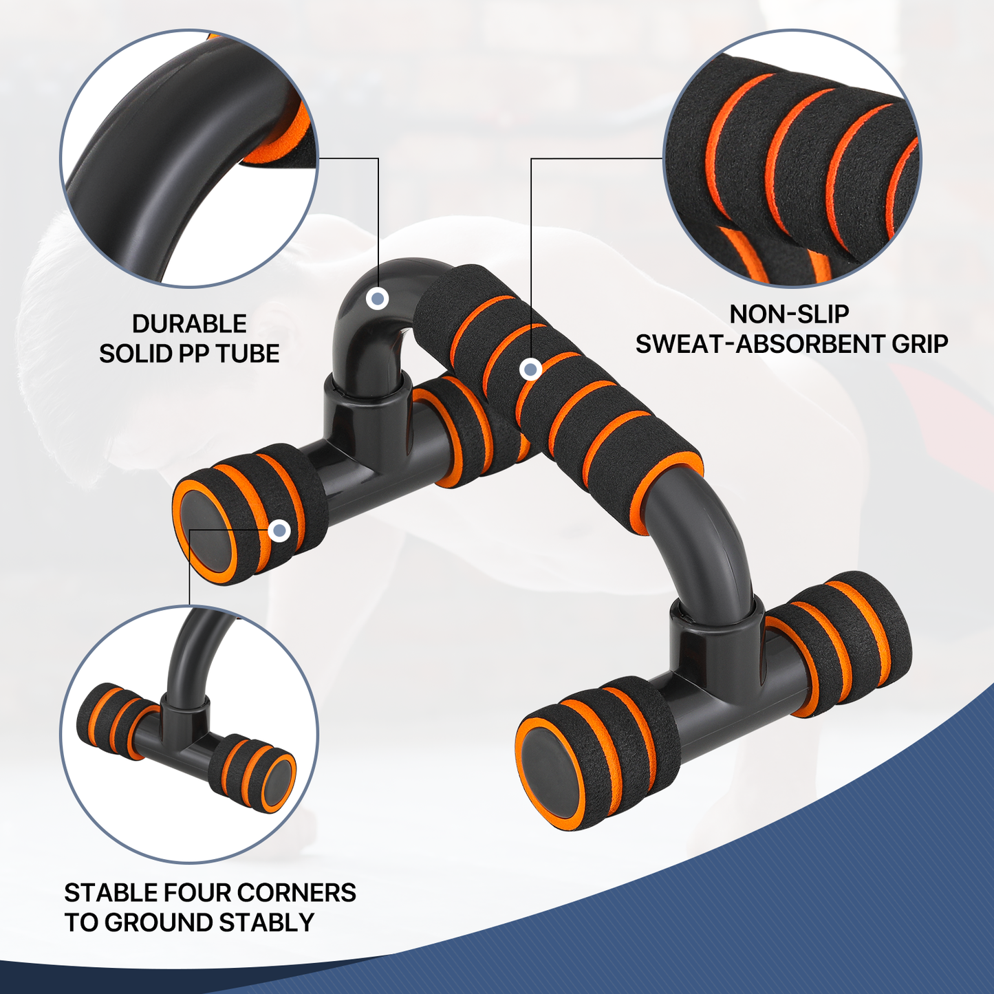 Pair Push Up Bar - EVA Foam Handle - Black