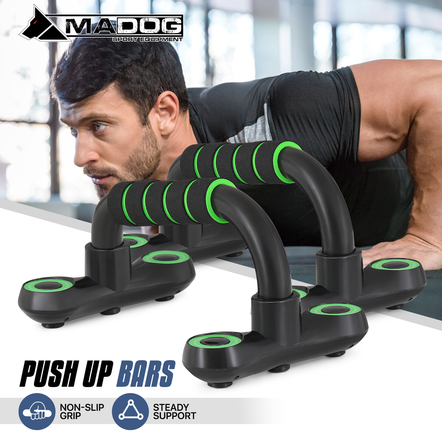 Pair Push Up Bar - EVA Foam Handle - Black