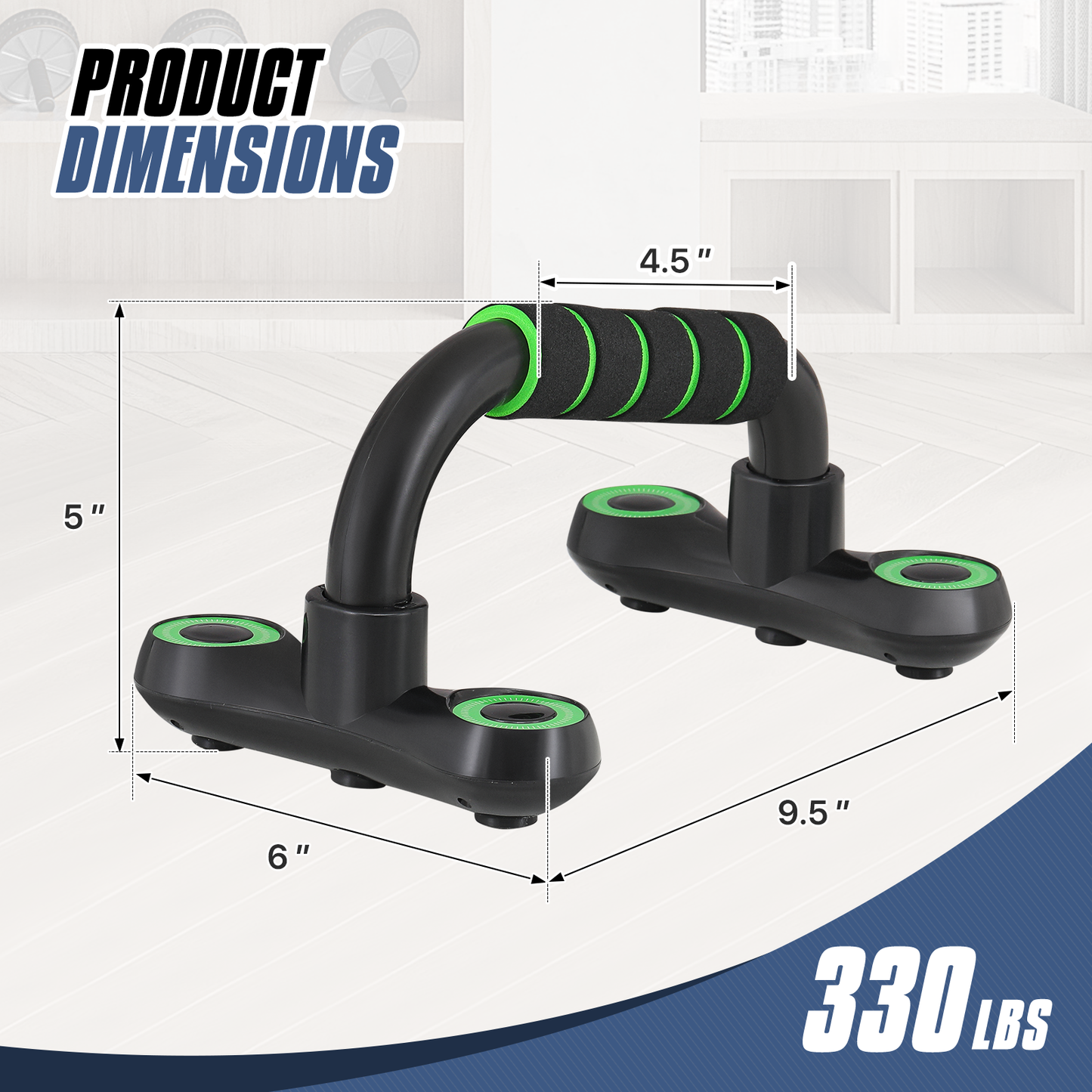 Pair Push Up Bar - EVA Foam Handle - Black
