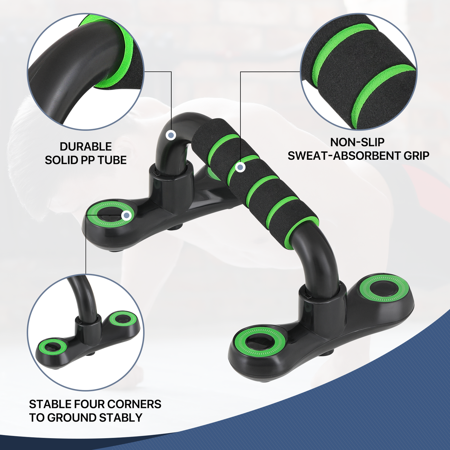 Pair Push Up Bar - EVA Foam Handle - Black