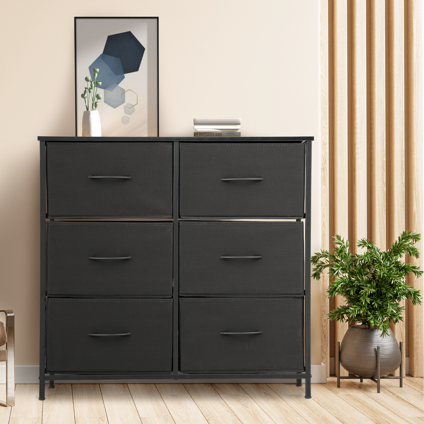 30" Dresser Model Fabric Drawer Metal Frame, 6-Drawer