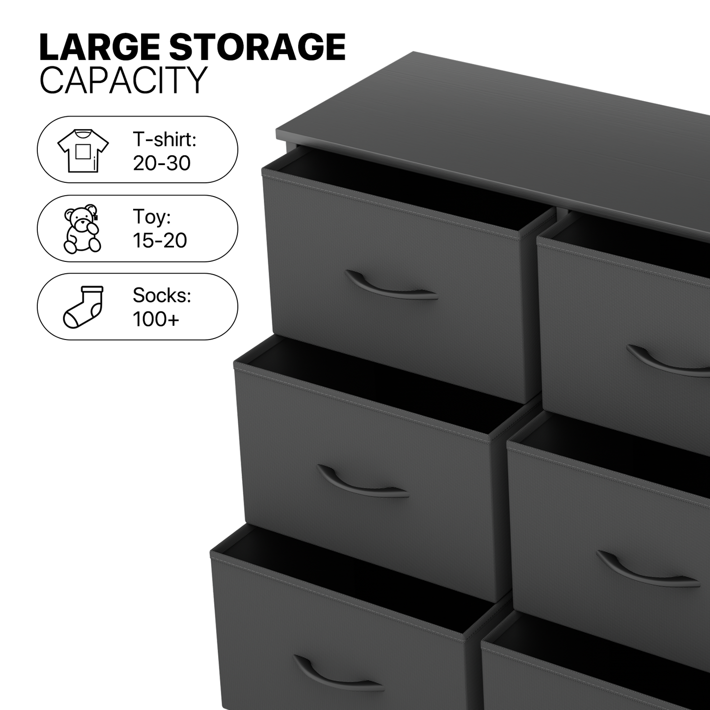 30" Dresser Model Fabric Drawer Metal Frame, 6-Drawer
