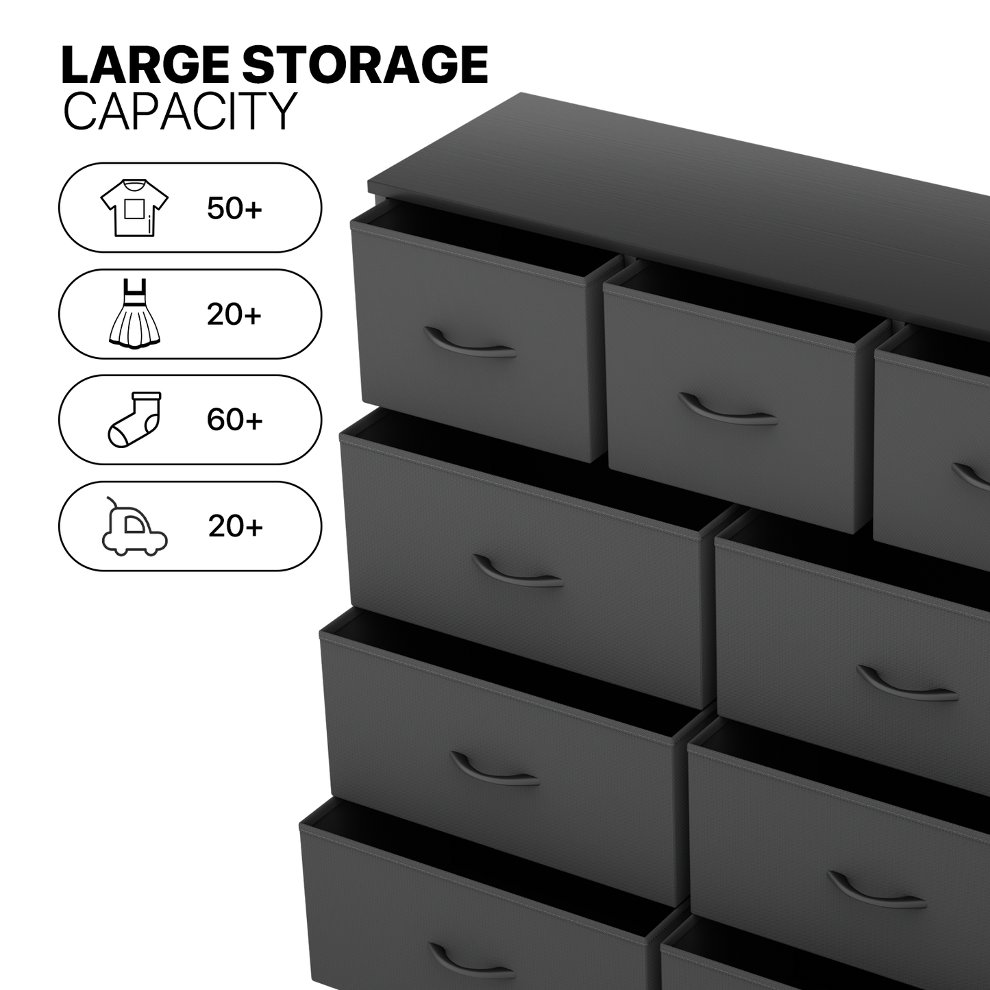 40" Dresser Model Fabric Drawer Metal Frame, 9-Drawer