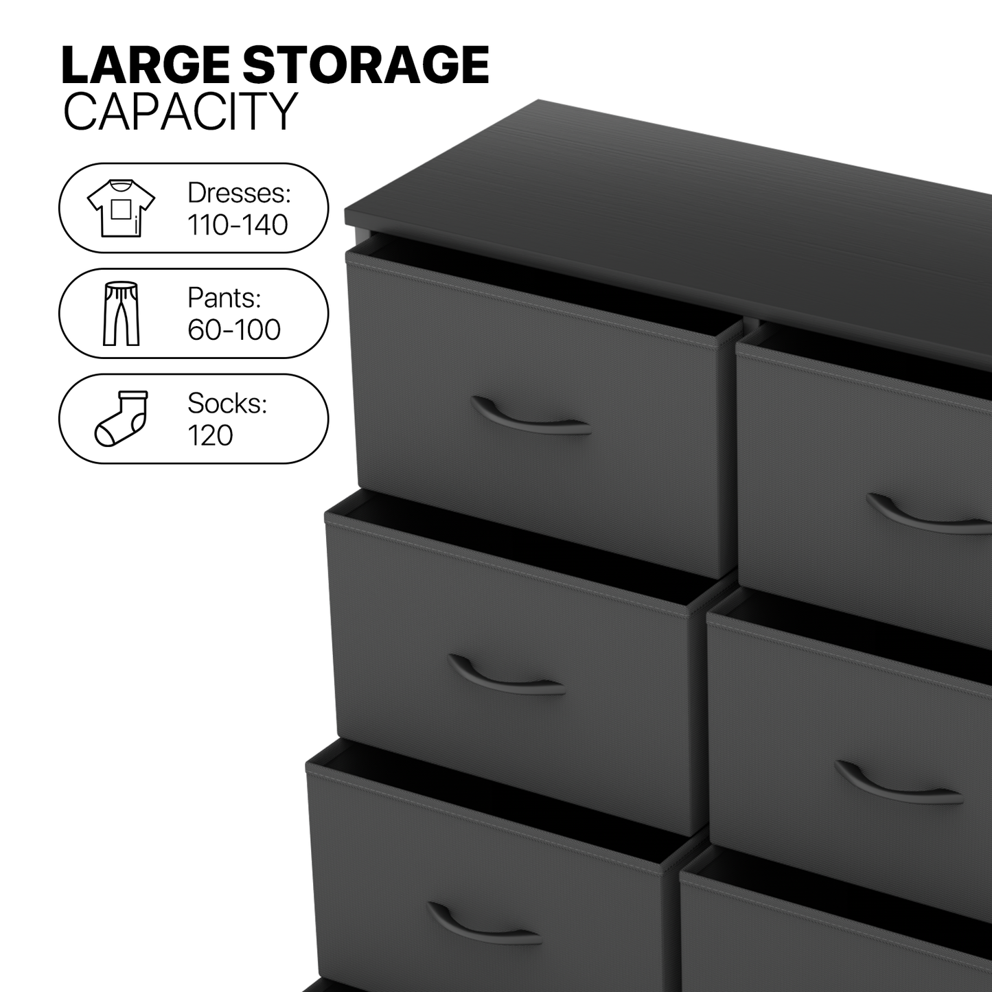 48.5" Dresser Model Fabric Drawer Metal Frame, 10-Drawer