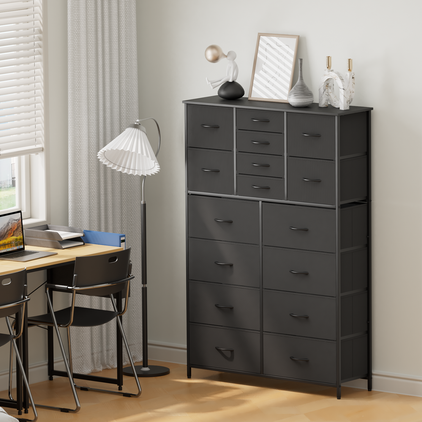 57.5" Height Dresser-16 Drawer - Metal Frame