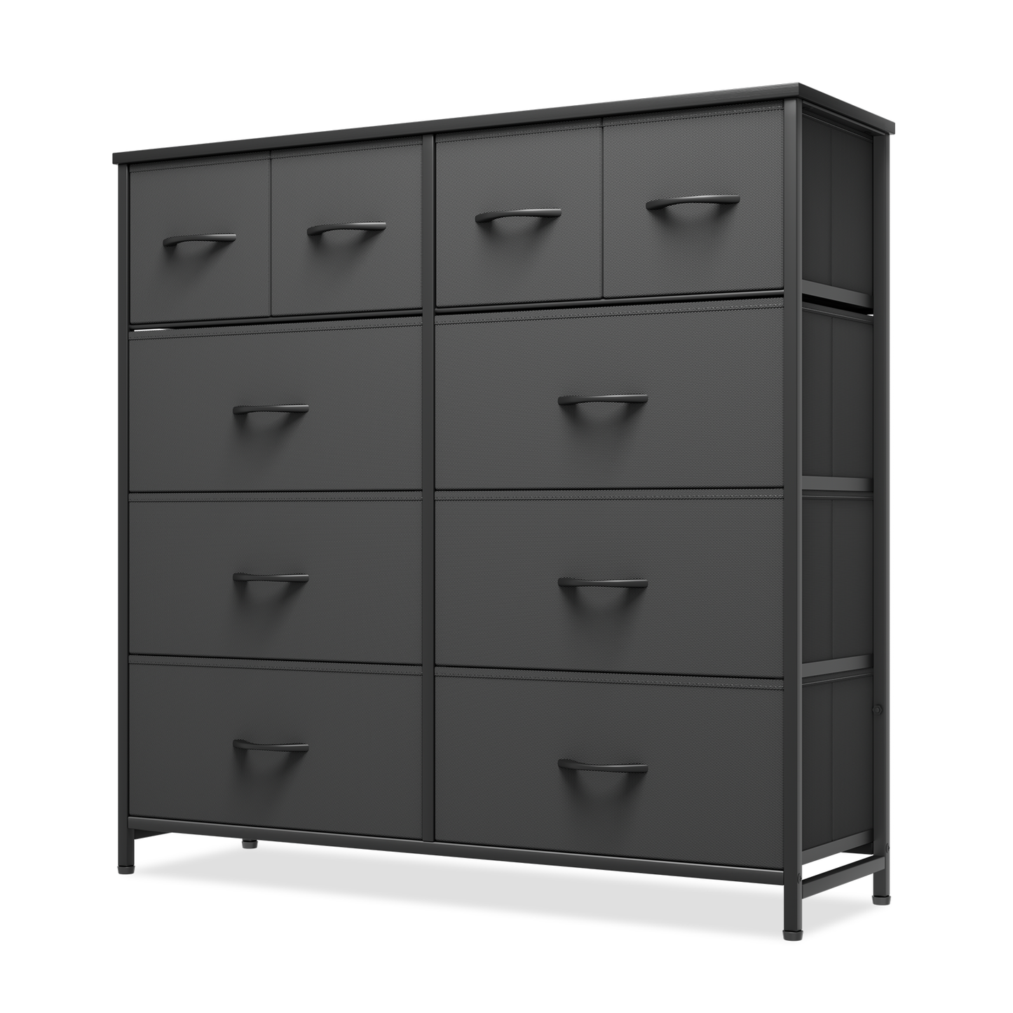 39.25" Height Dresser - 10 Fabric Drawer- Metal Frame - MDF Top