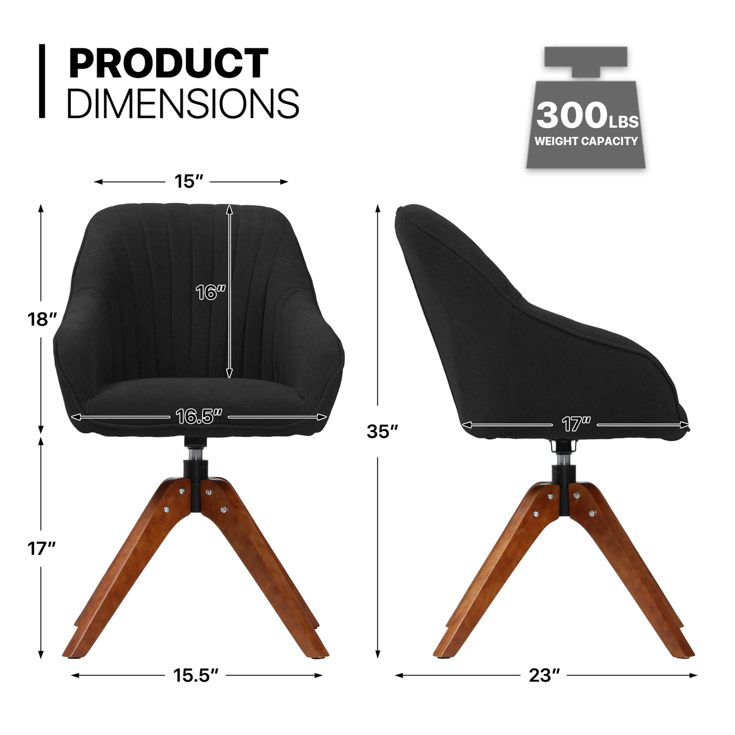 2 pcs Arm Chair 300 lbs Capacity - (L)16.5in. (W)23.0in. (H)35.0in.