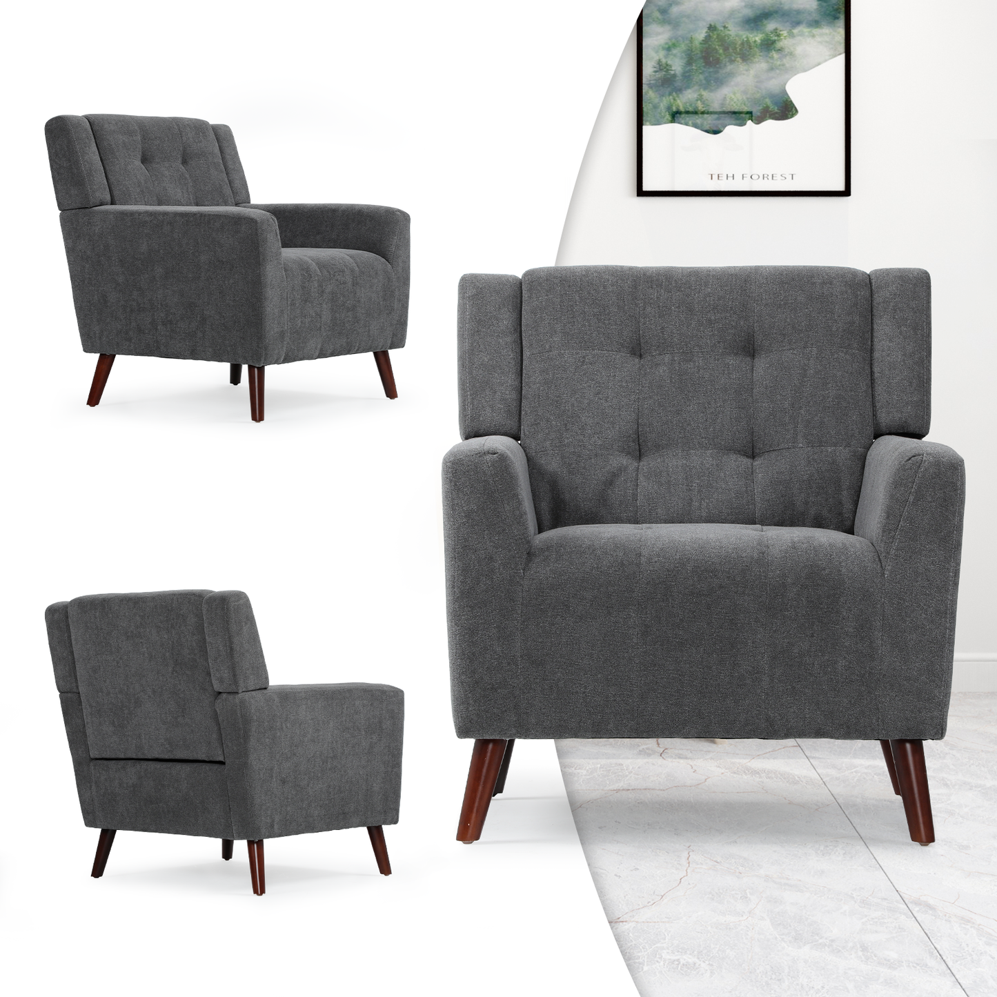 Arm Chair 300 lbs Capacity - (L)30.0in. (W)31.5in. (H)33.5in.