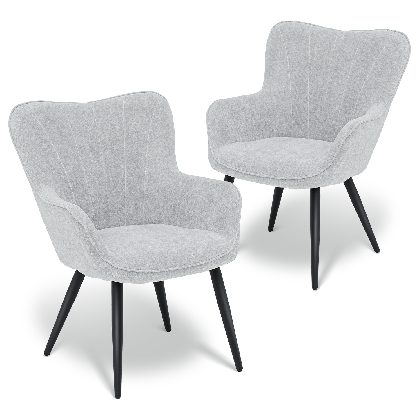 2 pcs Accent Chair 300 lbs Capacity - Shell Shape - Cotton-linen - (L)26.5in. (W)25.0in. (H)35.0in. - Lava Gray