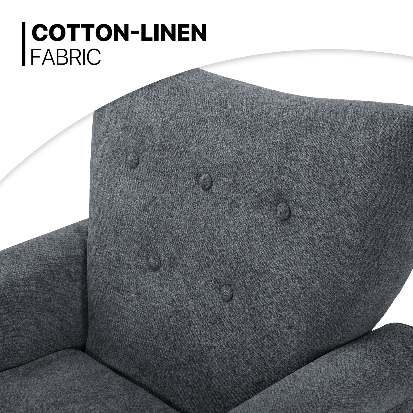 Arm Chair 300lbs Capacity - Tufted Back - Cotton-linen - (L)27.5in. (W)29.0in. (H)37.0in.
