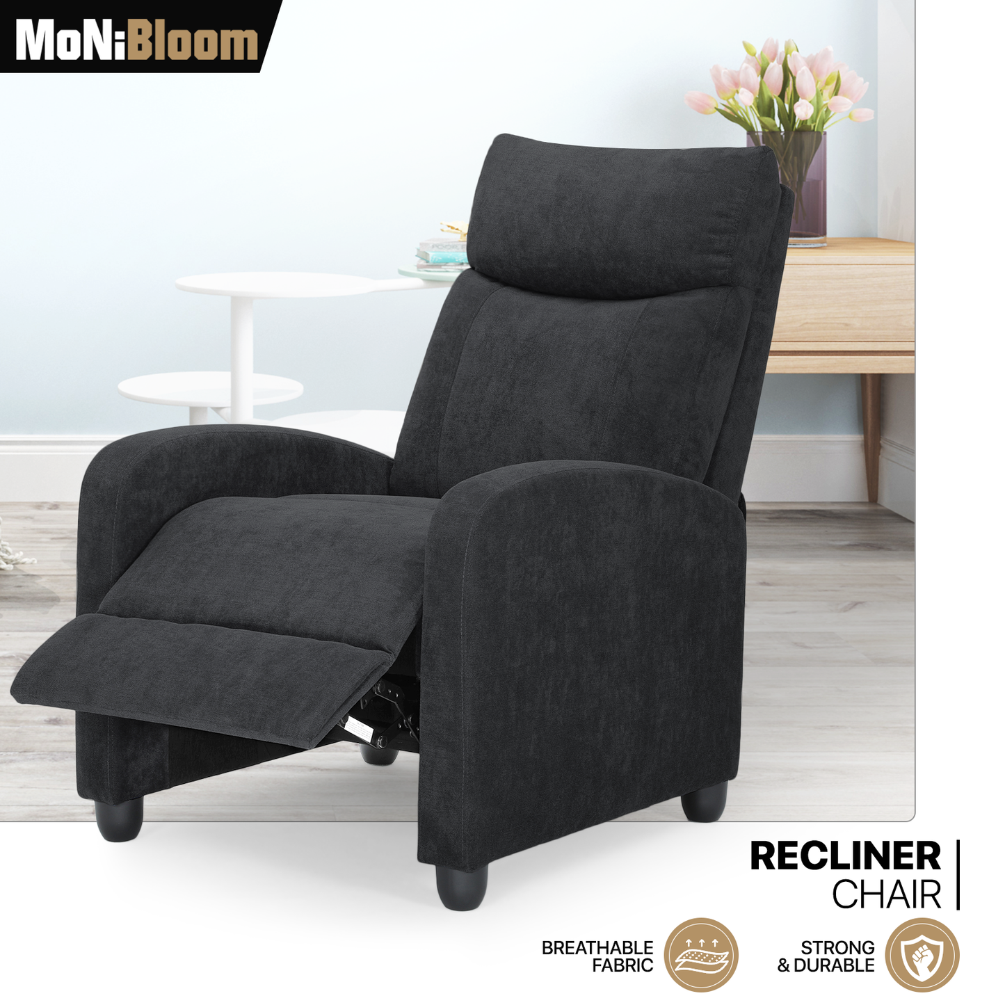 Adjustable Recliner Chair 300 lbs Capacity - 90¡ã-160¡ã - Cotton-linen - (L)28.0in. (W)25.0in. (H)40in.