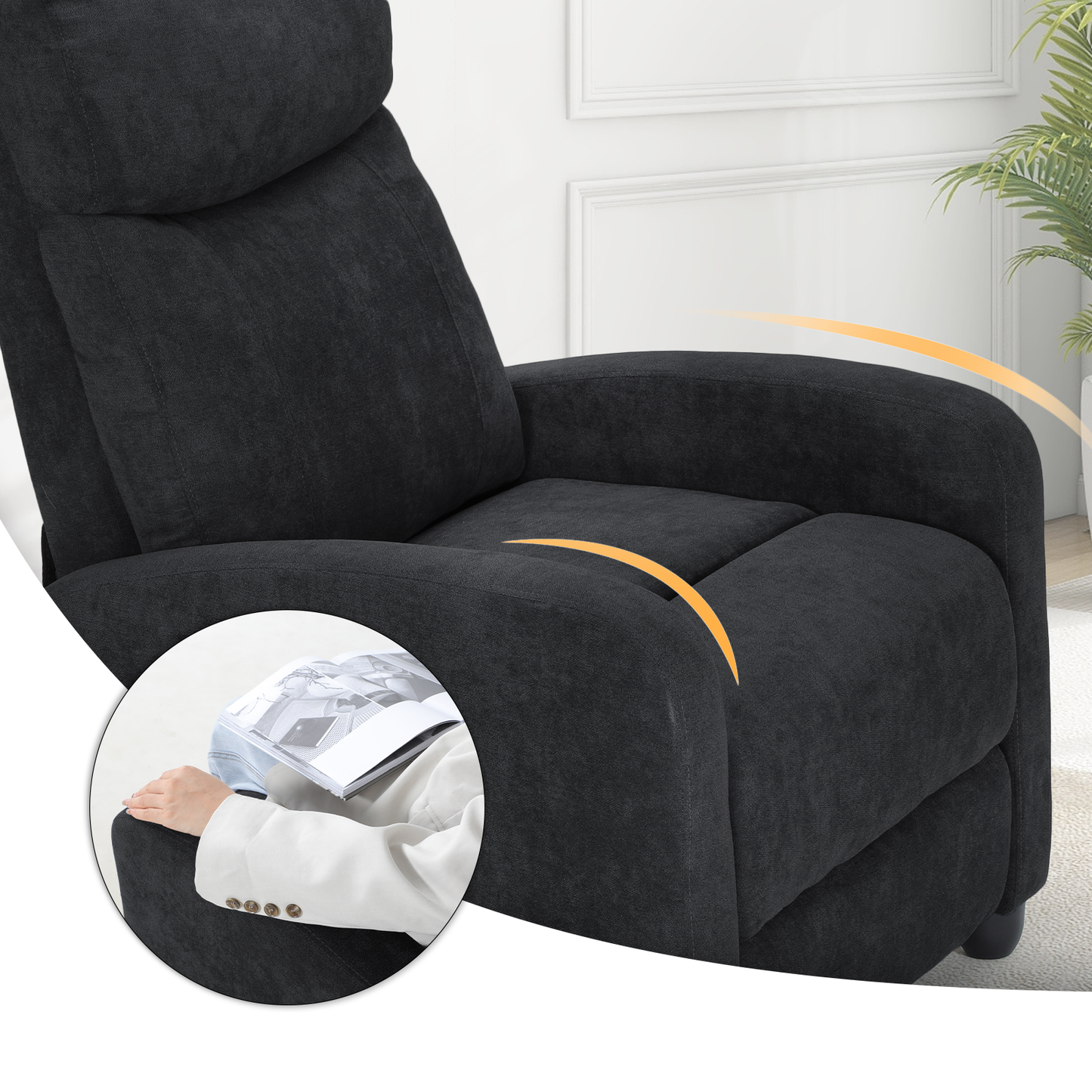 Adjustable Recliner Chair 300 lbs Capacity - 90¡ã-160¡ã - Cotton-linen - (L)28.0in. (W)25.0in. (H)40in.