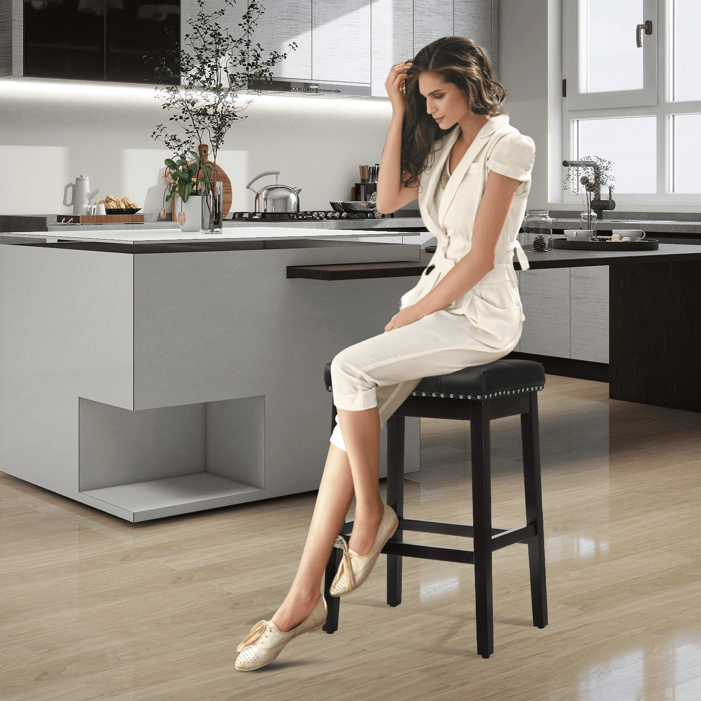 2 pcs Bar Stool 330 lbs Capacity - (L)20.0in. (W)14.5in. (H)29.5in.