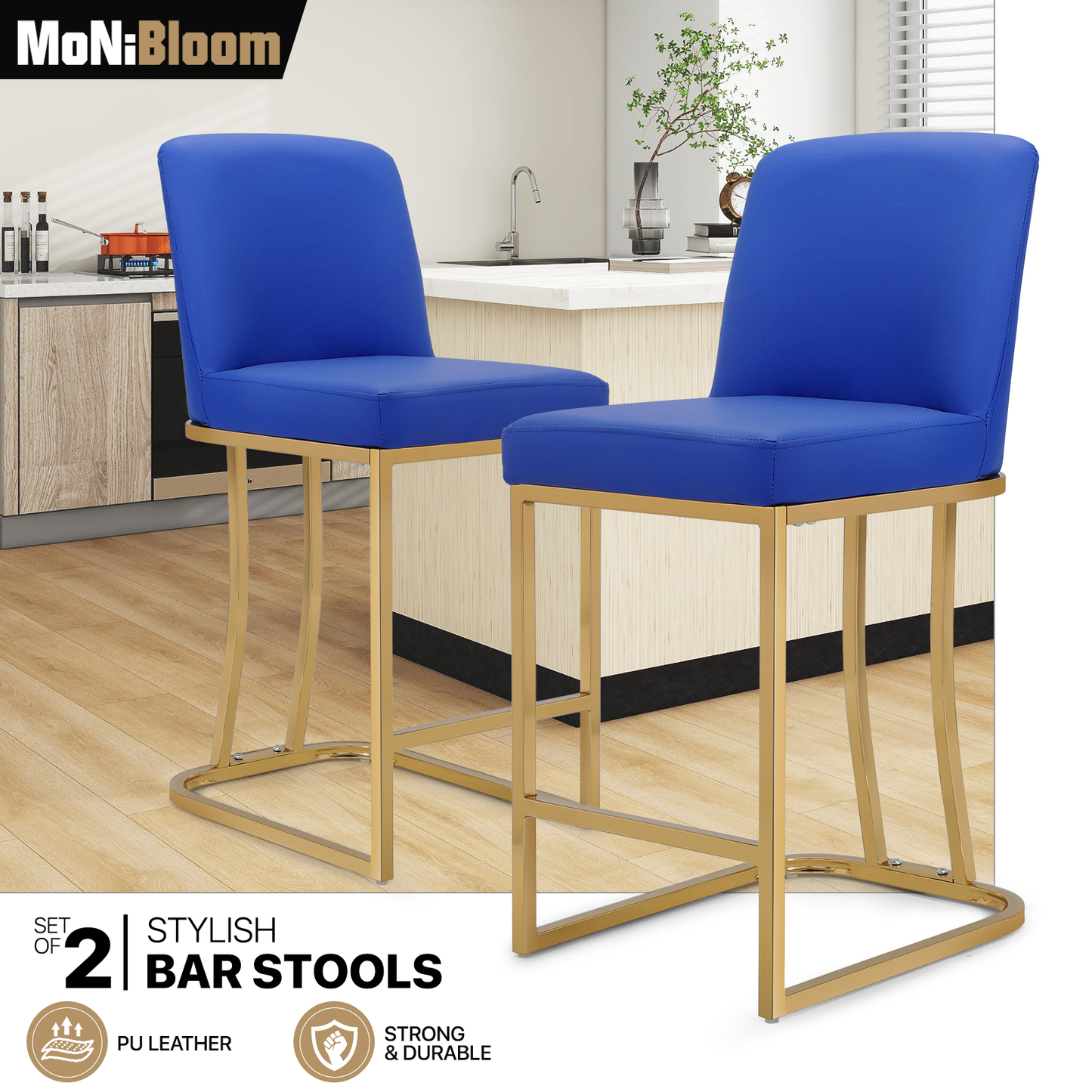 2 pcs Bar Stool 330 lbs Capacity - (L)16.0in. (W)19.0in. (H)35.0in.