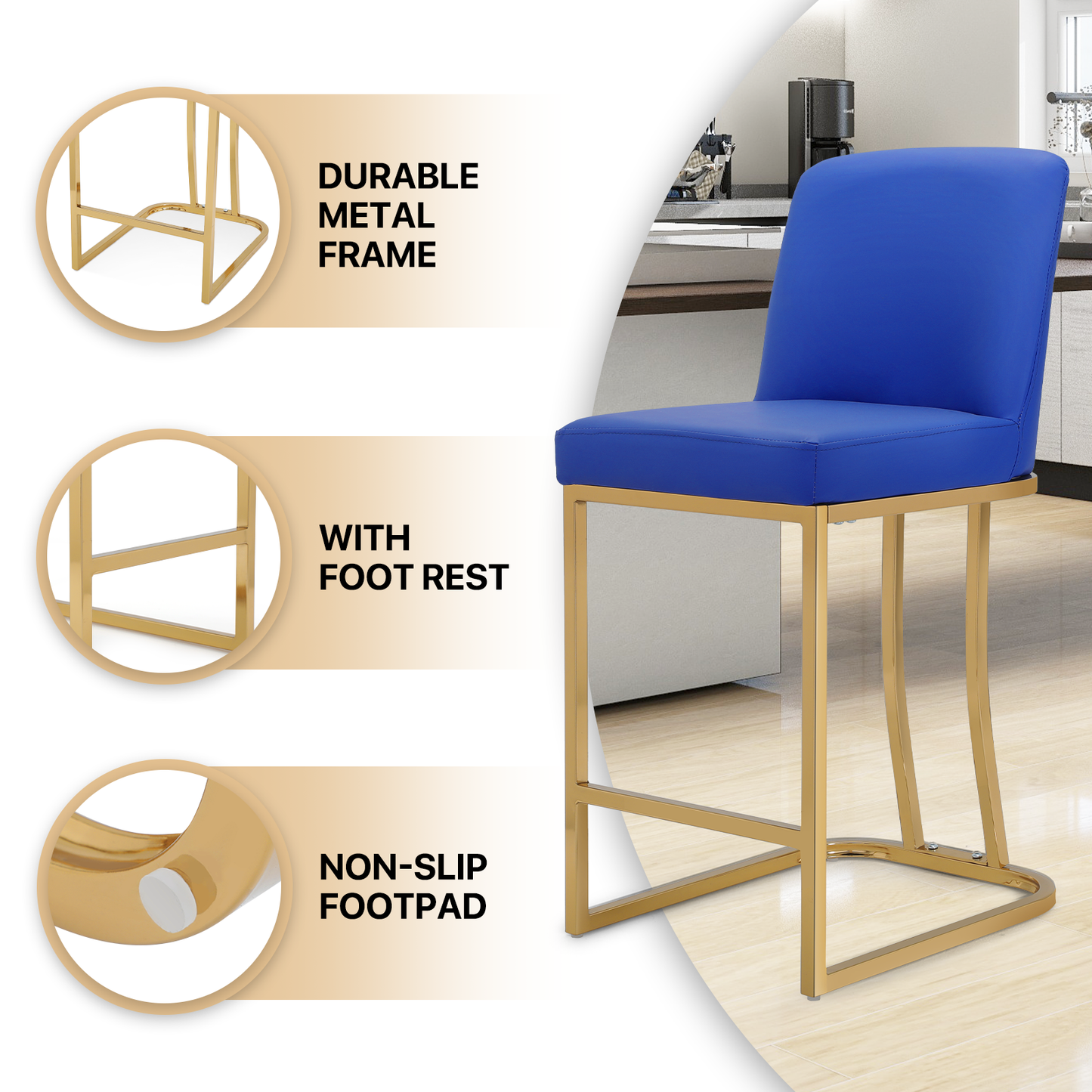 2 pcs Bar Stool 330 lbs Capacity - (L)16.0in. (W)19.0in. (H)35.0in.