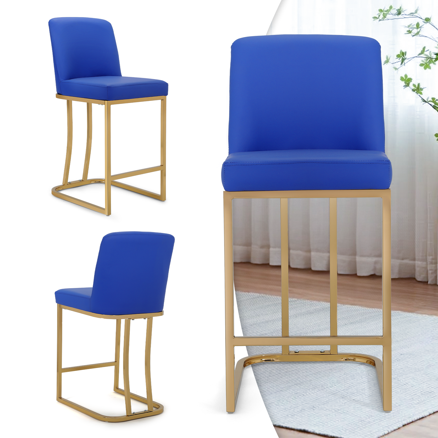 2 pcs Bar Stool 330 lbs Capacity - (L)16.0in. (W)19.0in. (H)35.0in.