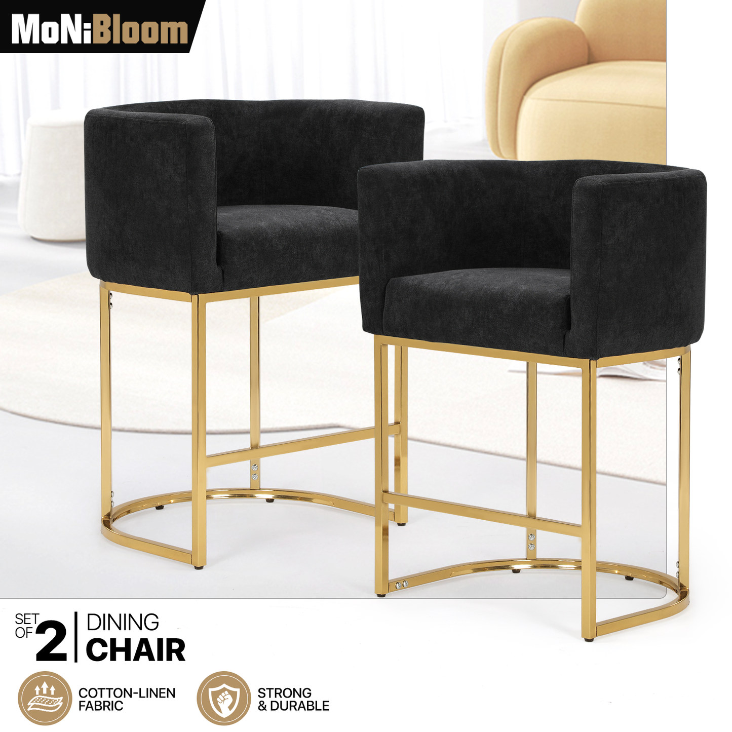 2 pcs Bar Stool 330 lbs Capacity - (L)19.5in. (W)22.0in. (H)33.0in.