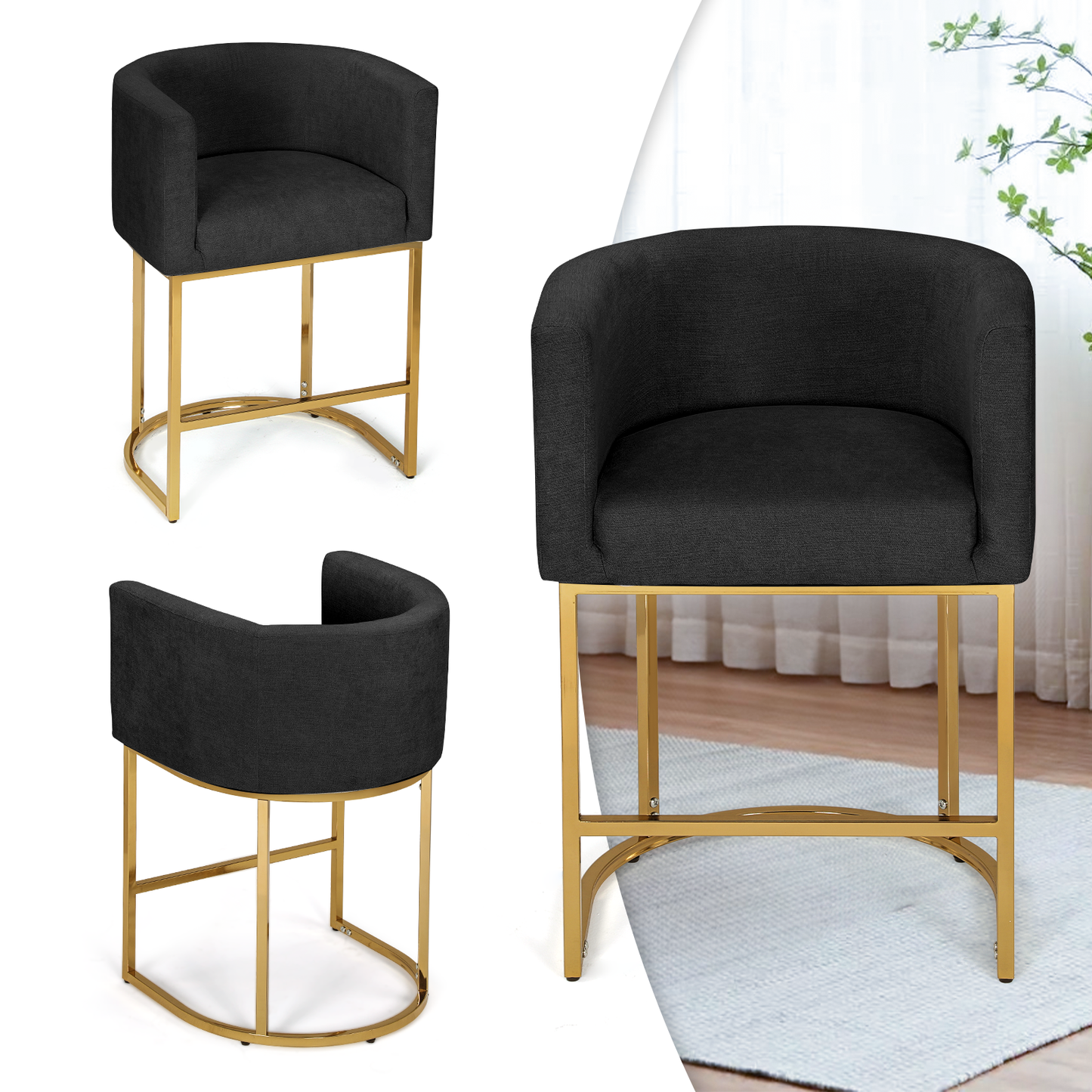 2 pcs Bar Stool 330 lbs Capacity - (L)19.5in. (W)22.0in. (H)33.0in.