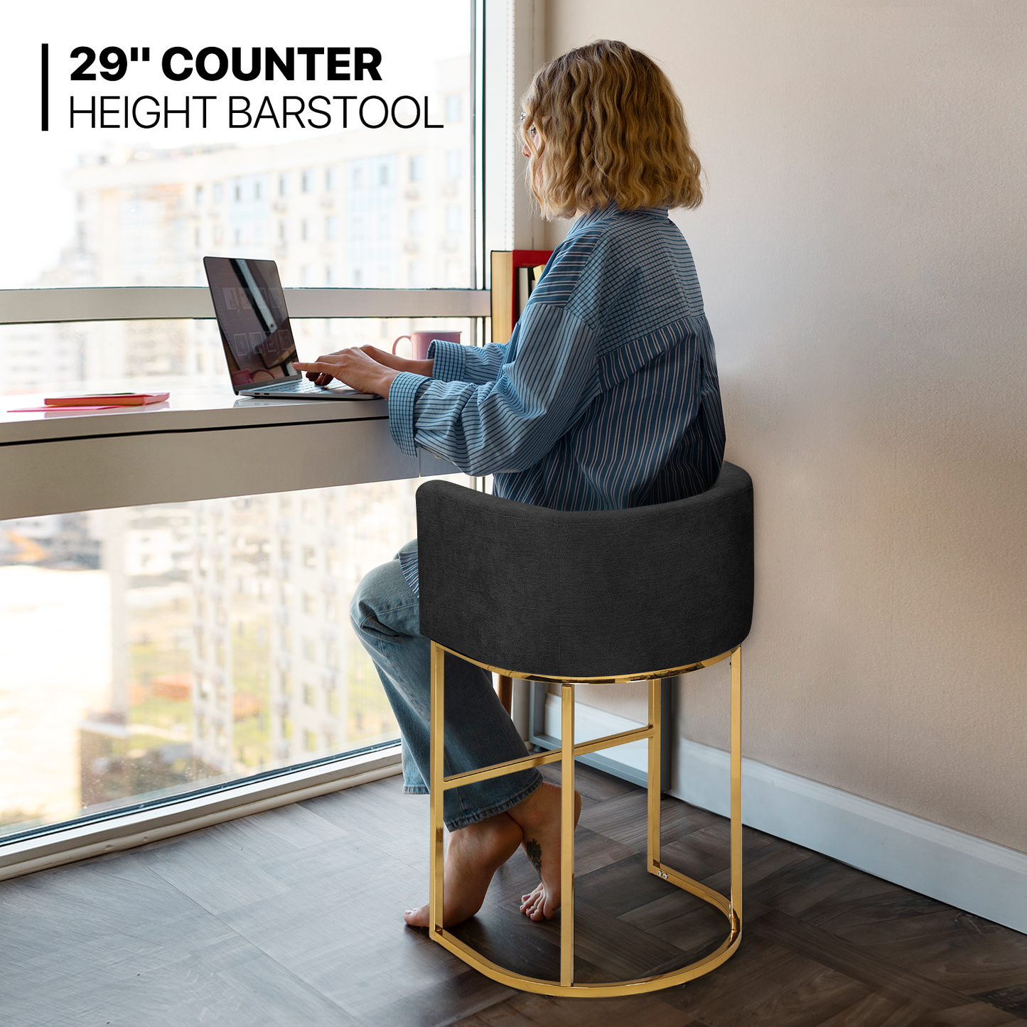 2 pcs Bar Stool 330 lbs Capacity - (L)19.5in. (W)22.0in. (H)38.5in.