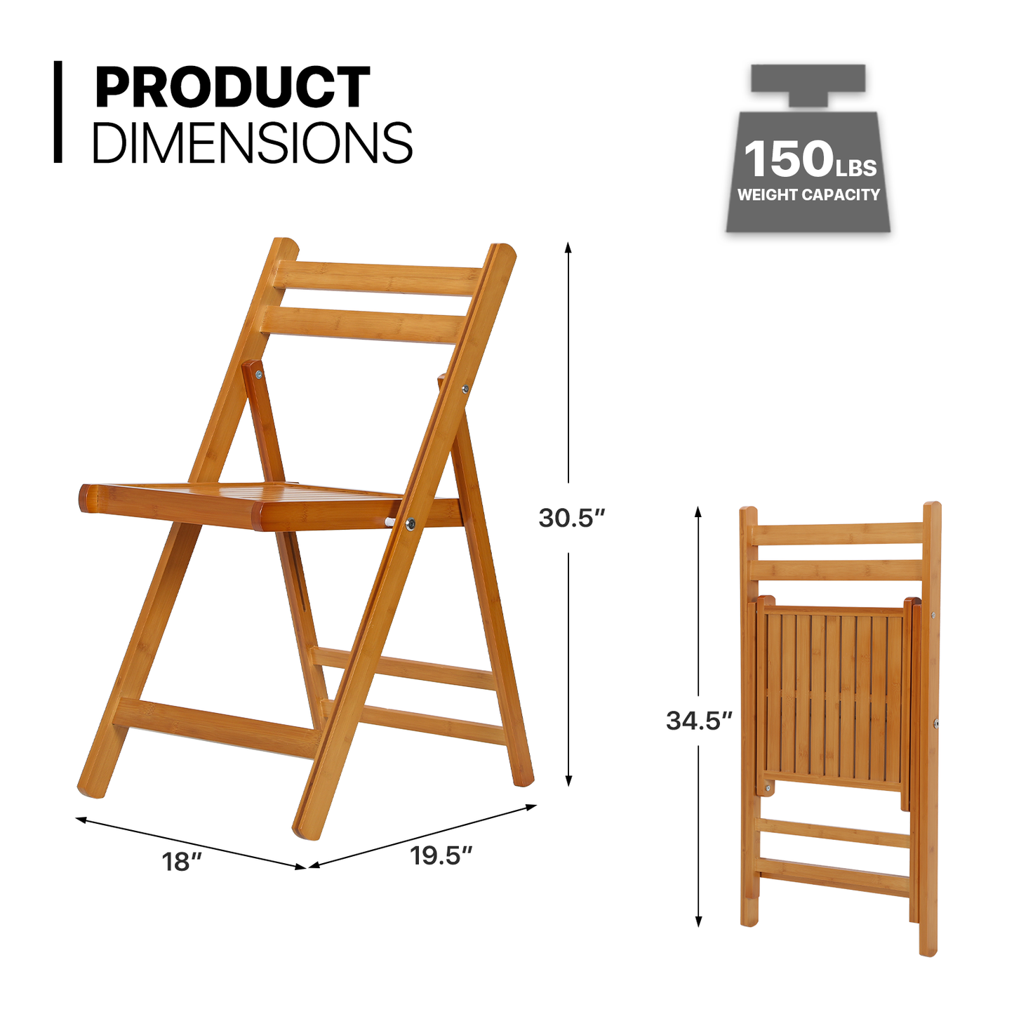 2 pcs Foldable Chair 150 lbs Capacity - (L)19.5in. (W)18.0in. (H)30.5in.