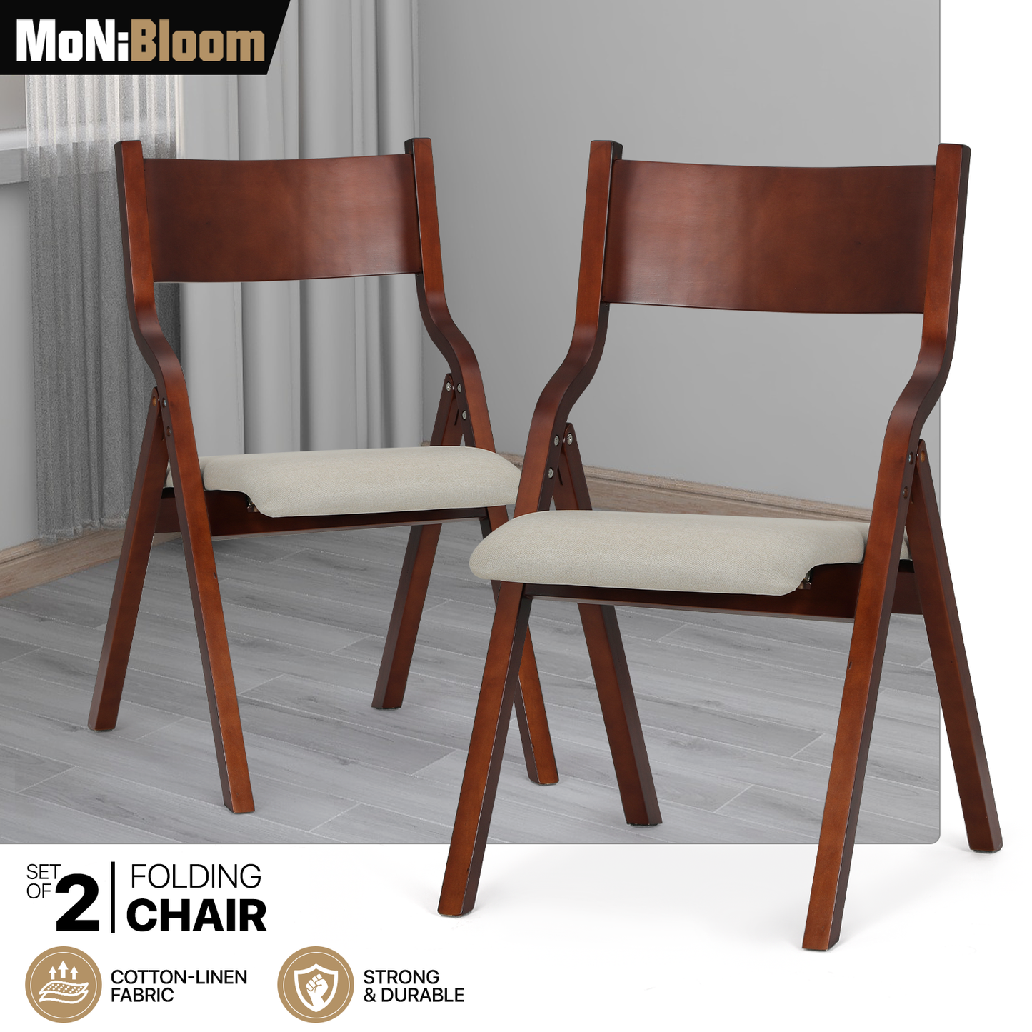2 pcs Fodable Chair 150 lbs Capacity - (L)17.5in. (W)15.5in. (H)32.0in.