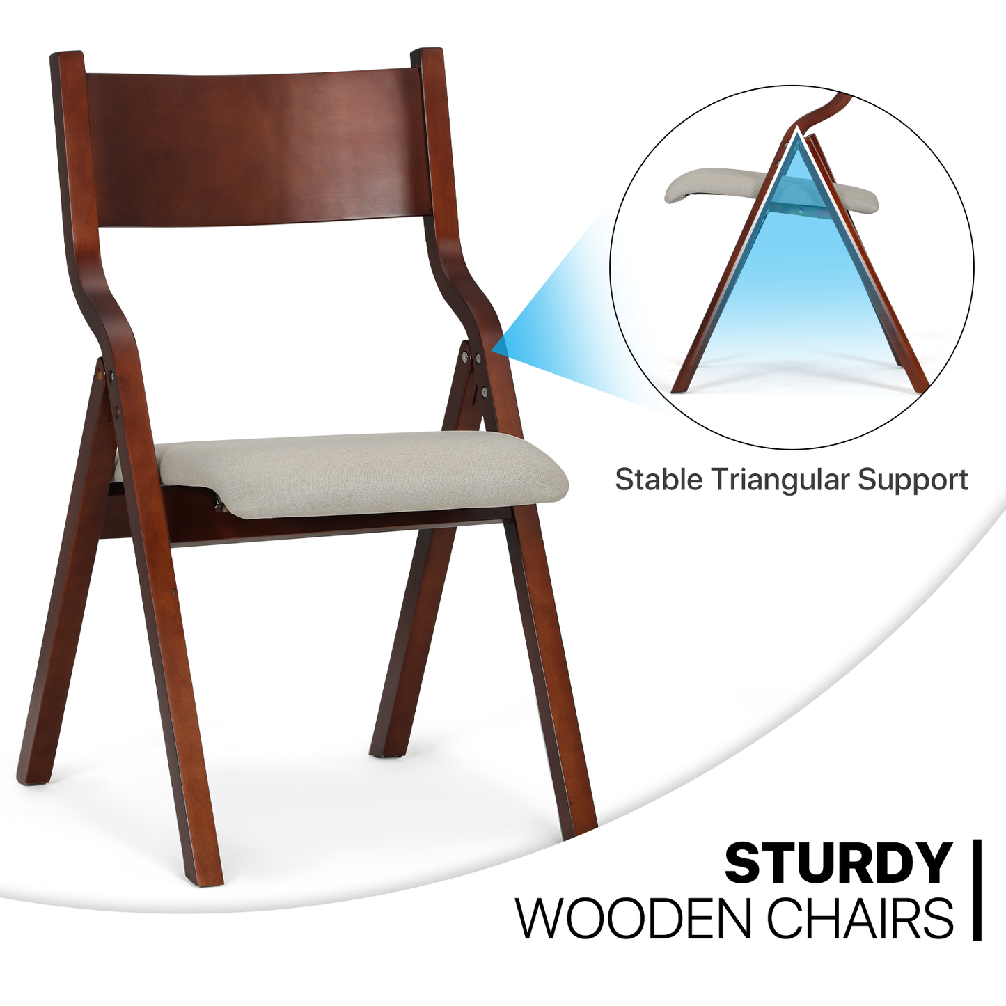 2 pcs Fodable Chair 150 lbs Capacity - (L)17.5in. (W)15.5in. (H)32.0in.