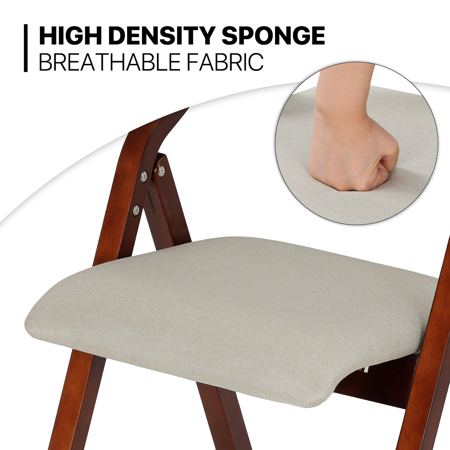 2 pcs Fodable Chair 150 lbs Capacity - (L)17.5in. (W)15.5in. (H)32.0in.