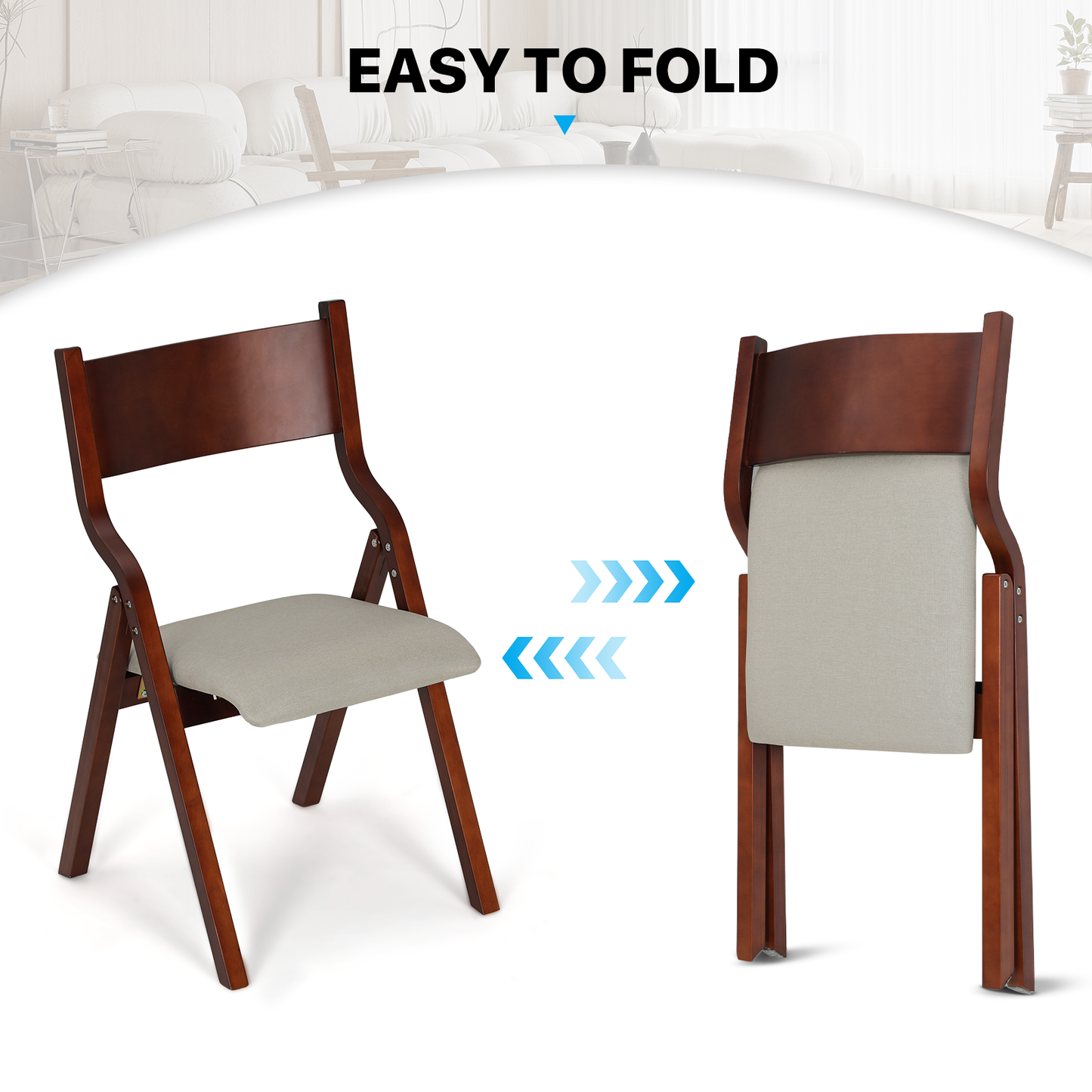 2 pcs Fodable Chair 150 lbs Capacity - (L)17.5in. (W)15.5in. (H)32.0in.