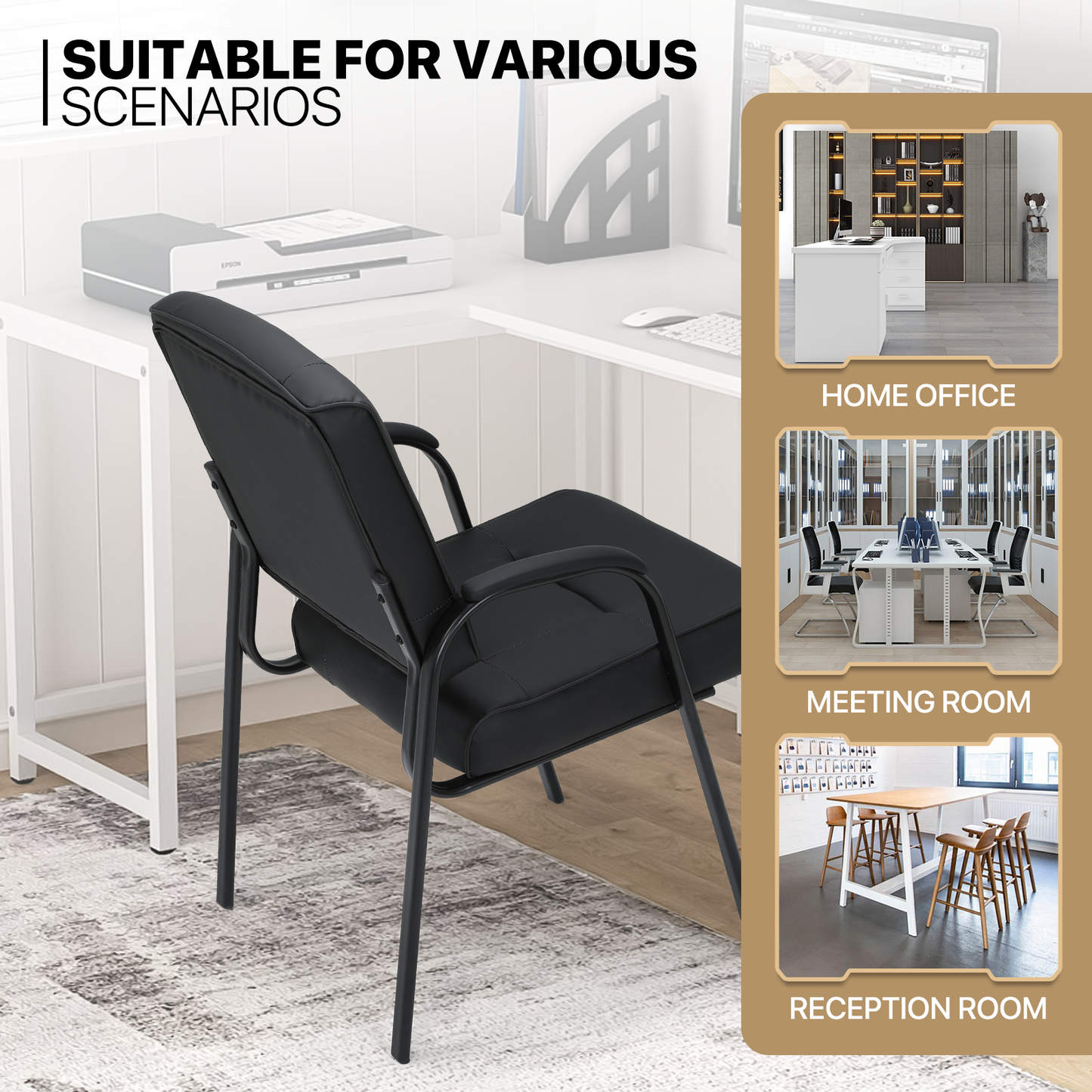 2 pcs Reception Chair 330 lbs Capacity - (L)23.5in. (W)25.0in. (H)36.5in.