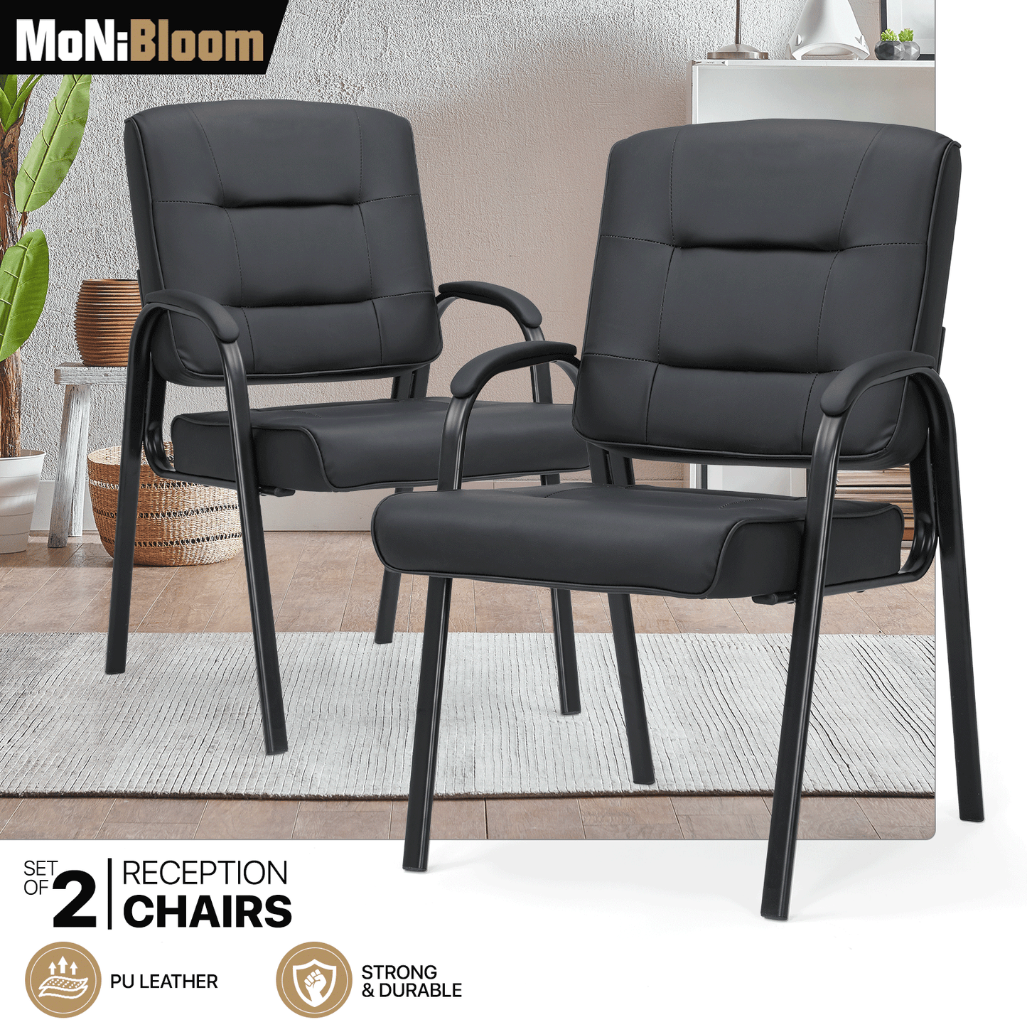 2 pcs Reception Chair 330 lbs Capacity - (L)23.5in. (W)25.0in. (H)36.5in.